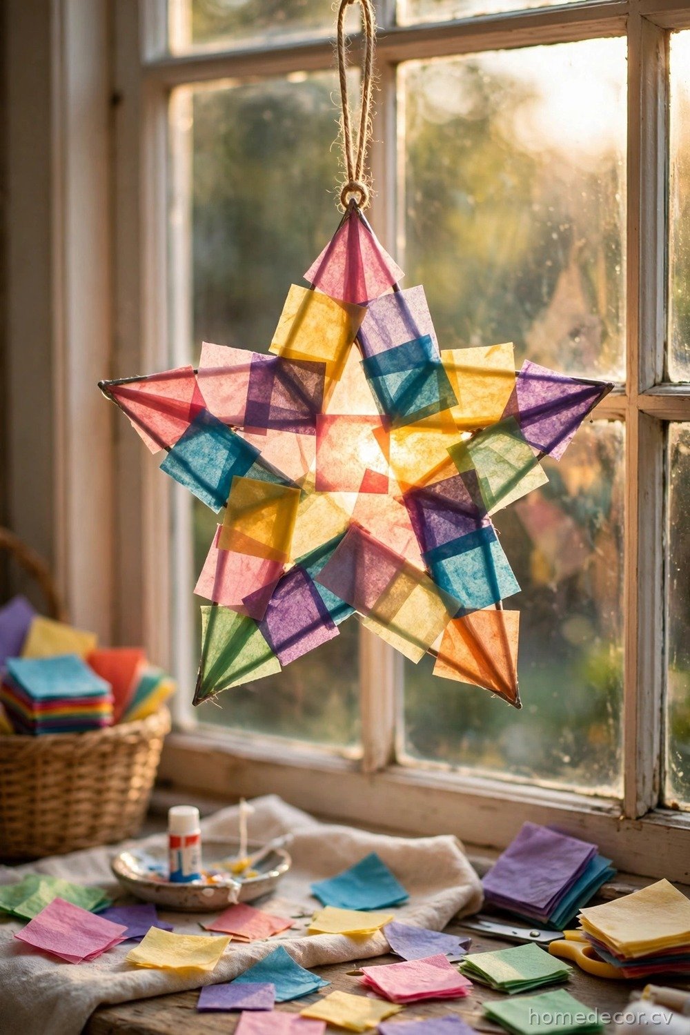 Tissue Paper Stained Glass Ornament