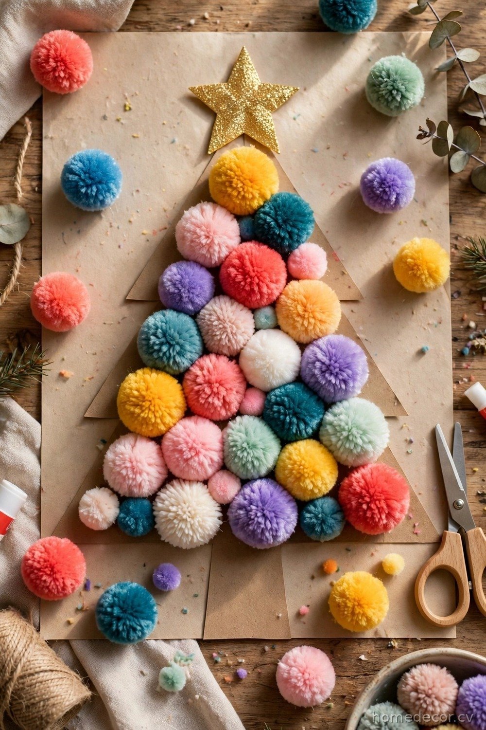 Pom Pom Pine Tree Collage