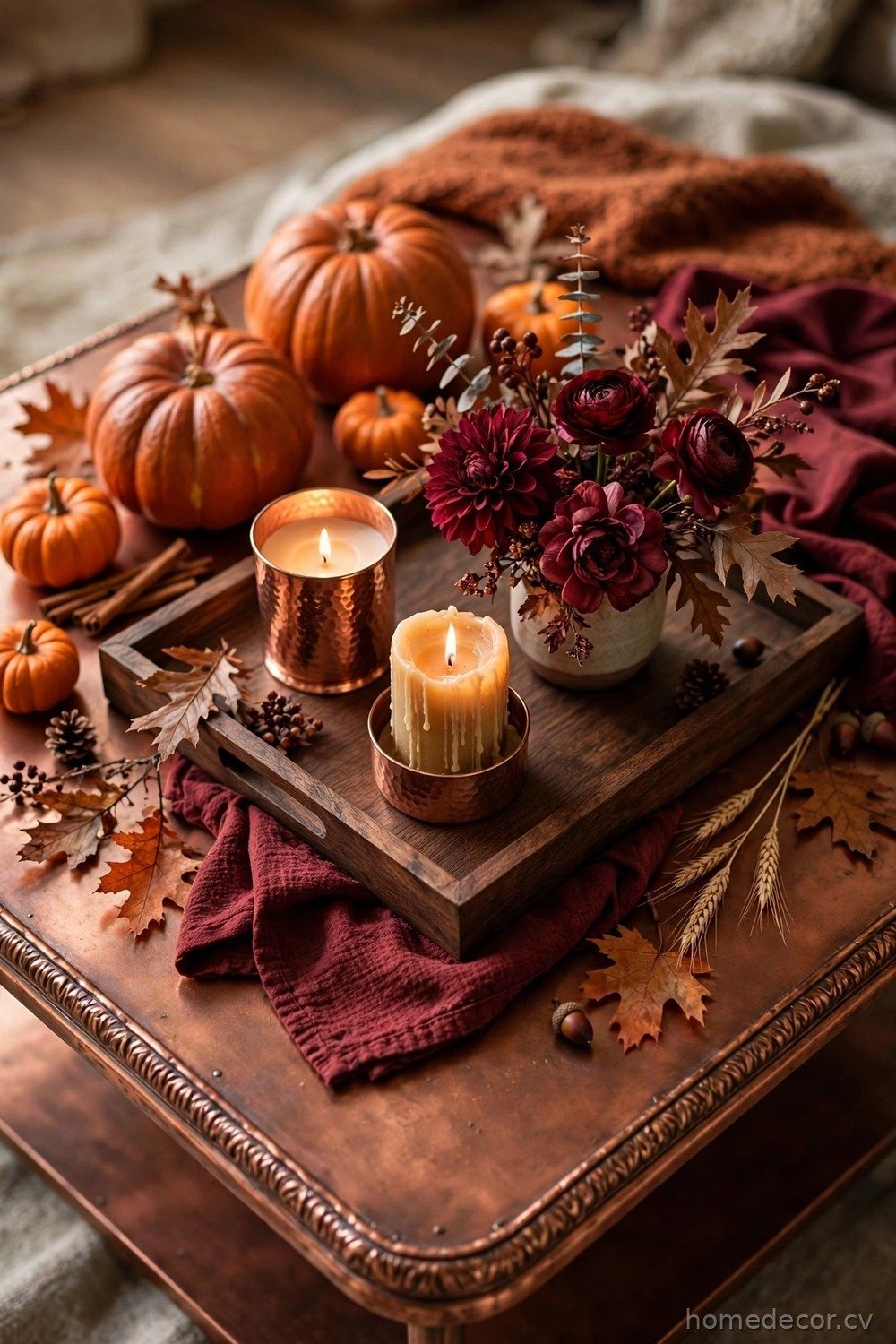 Copper and Burgundy Rich Fall Look