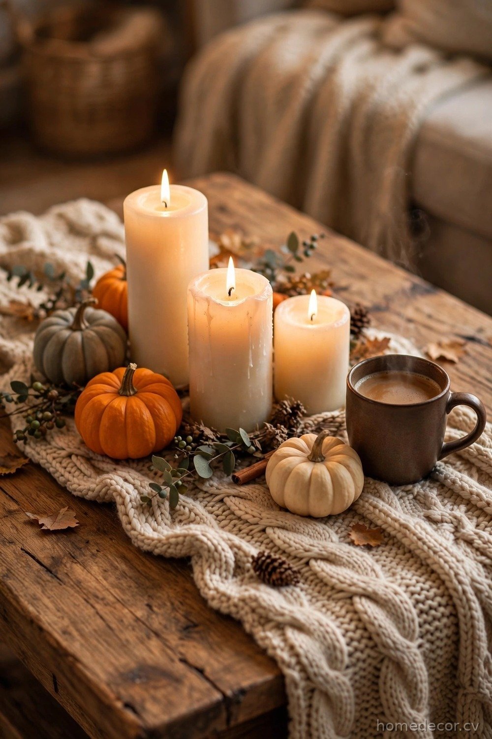 Cozy Knit and Candle Centerpiece