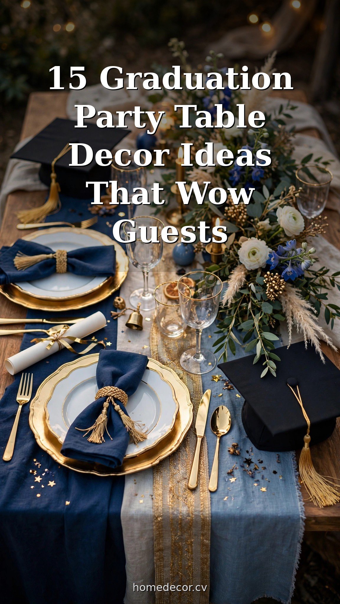 Pinterest pin: 15 Graduation Party Table Decor Ideas That Wow Guests