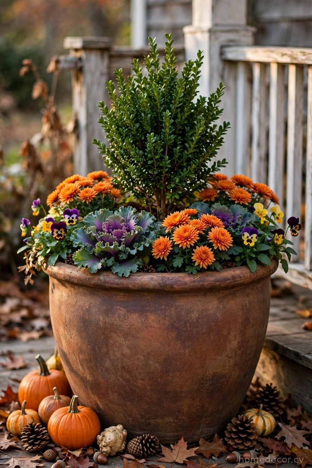 Evergreen Transition Planter for Late Fall