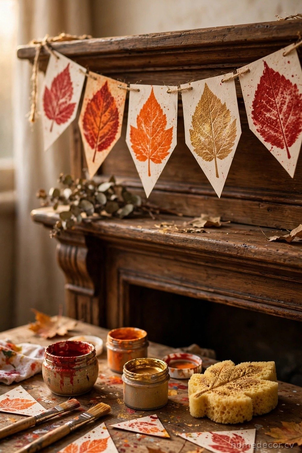 Sponge Painted Leaf Banner