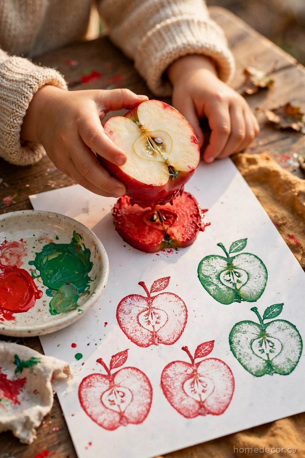 Apple Stamping Fall Art