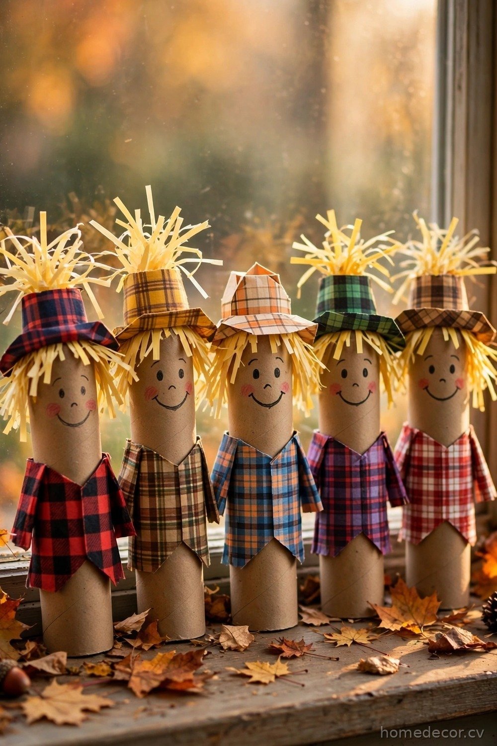 Cardboard Tube Scarecrow Puppets