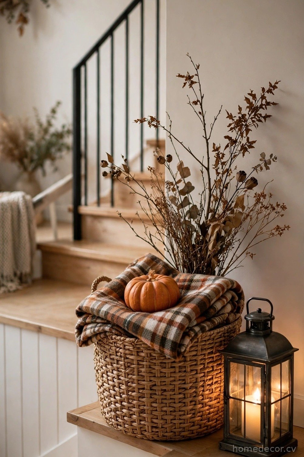 Staircase Landing Basket Vignette