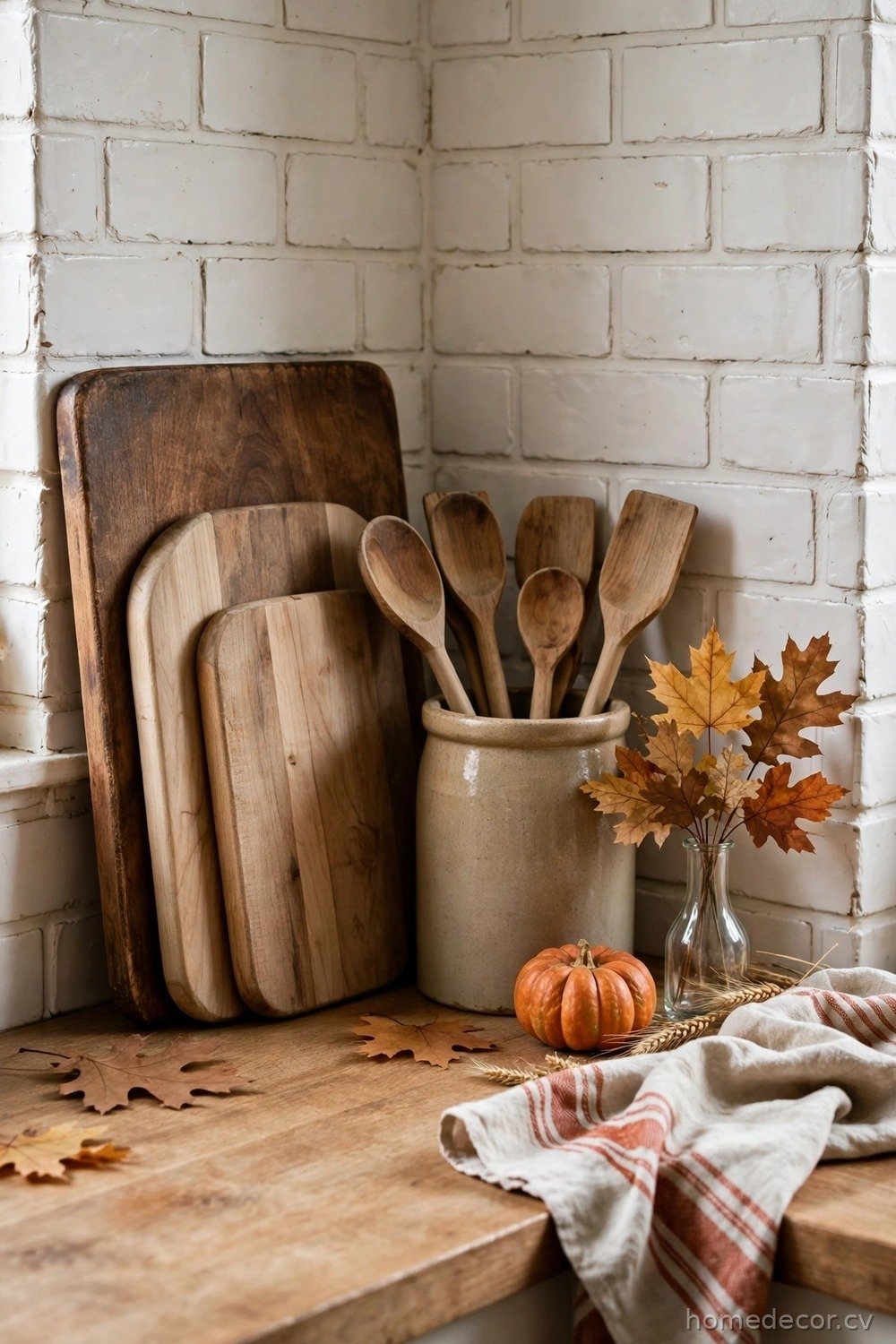 Kitchen Counter Corner with Layered Cutting Boards
