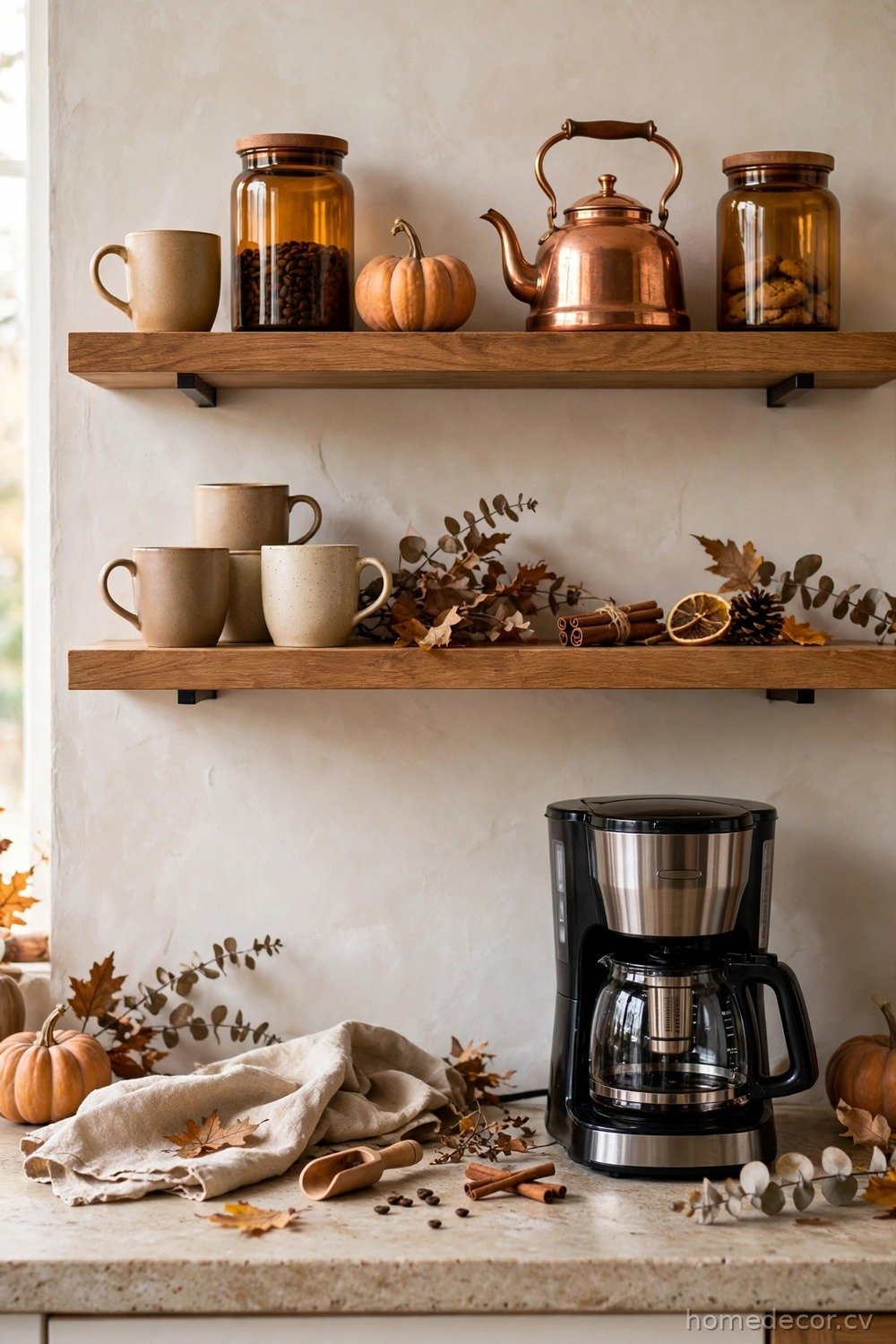 Open Shelf Coffee Station Above the Counter