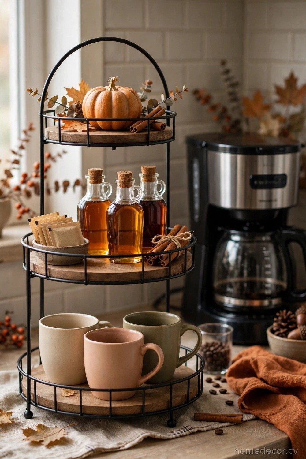 Tiered Tray Coffee Station for Small Counters