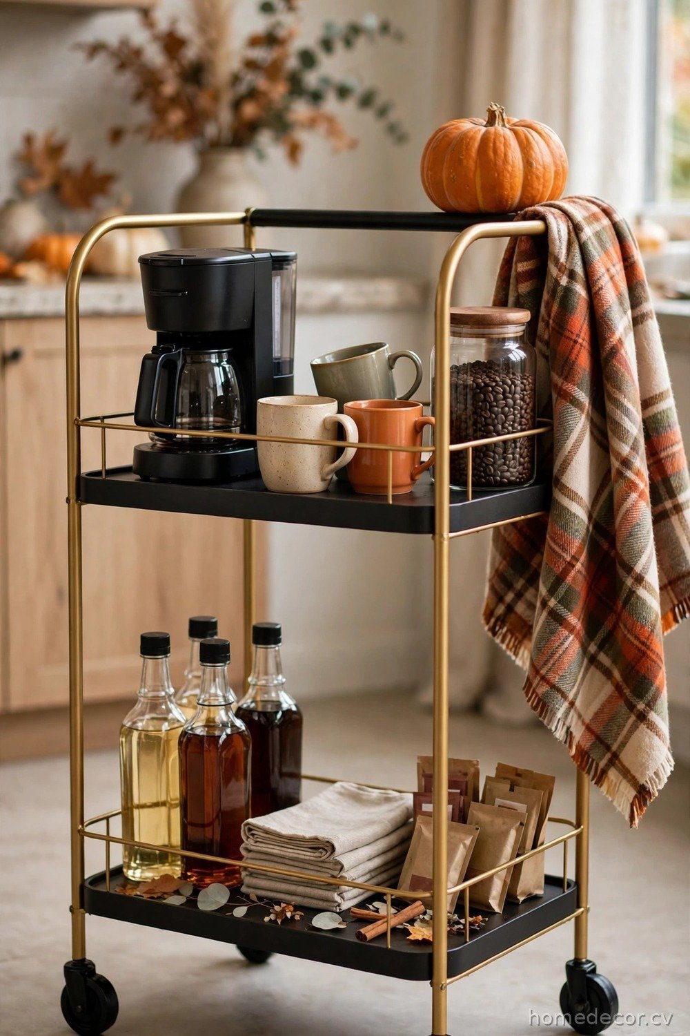 Rolling Coffee Cart Station for Any Room