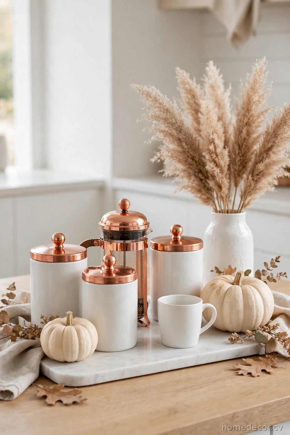 White and Copper Modern Coffee Station