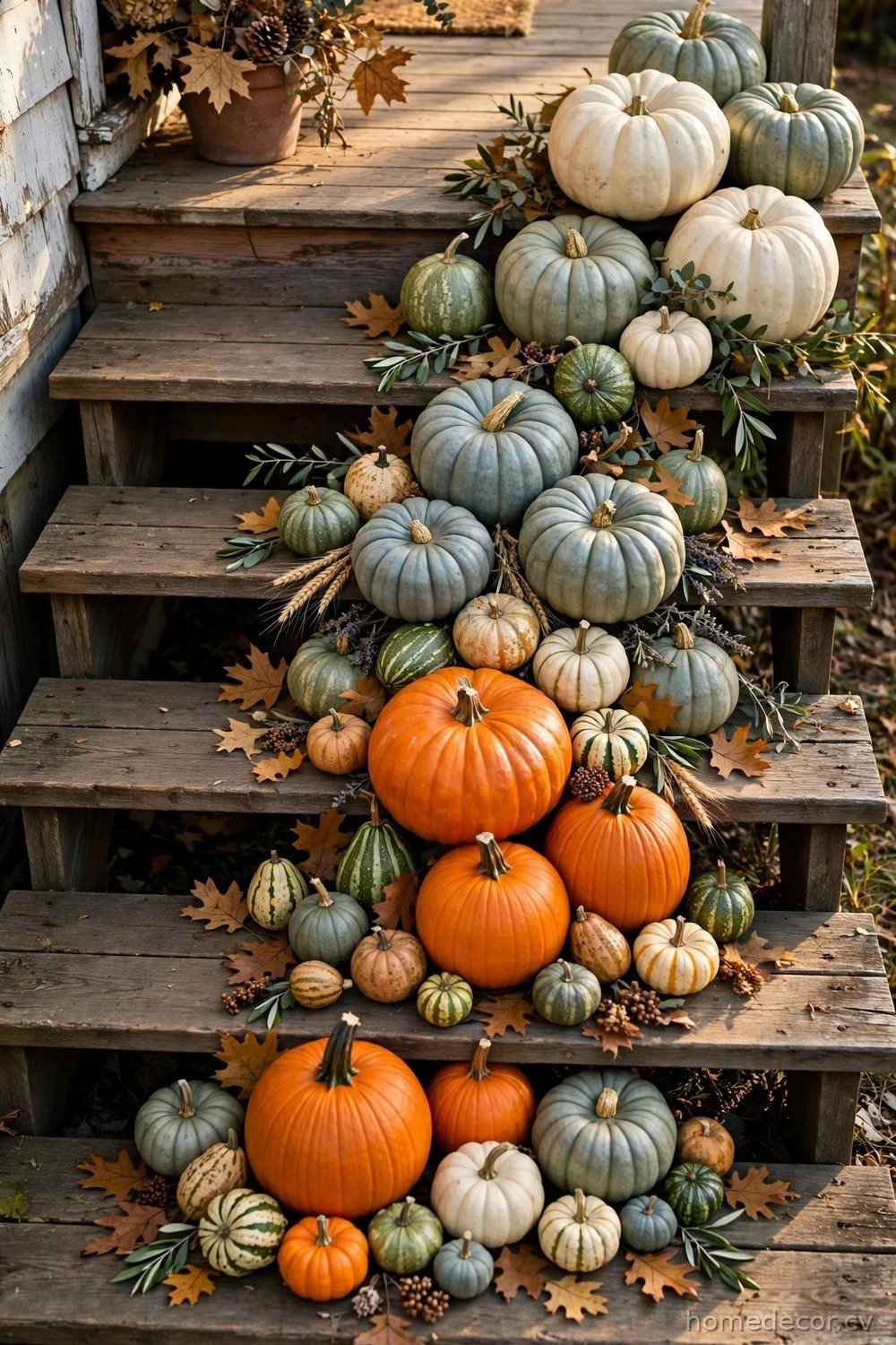Layer Pumpkins in Mixed Sizes and Colors