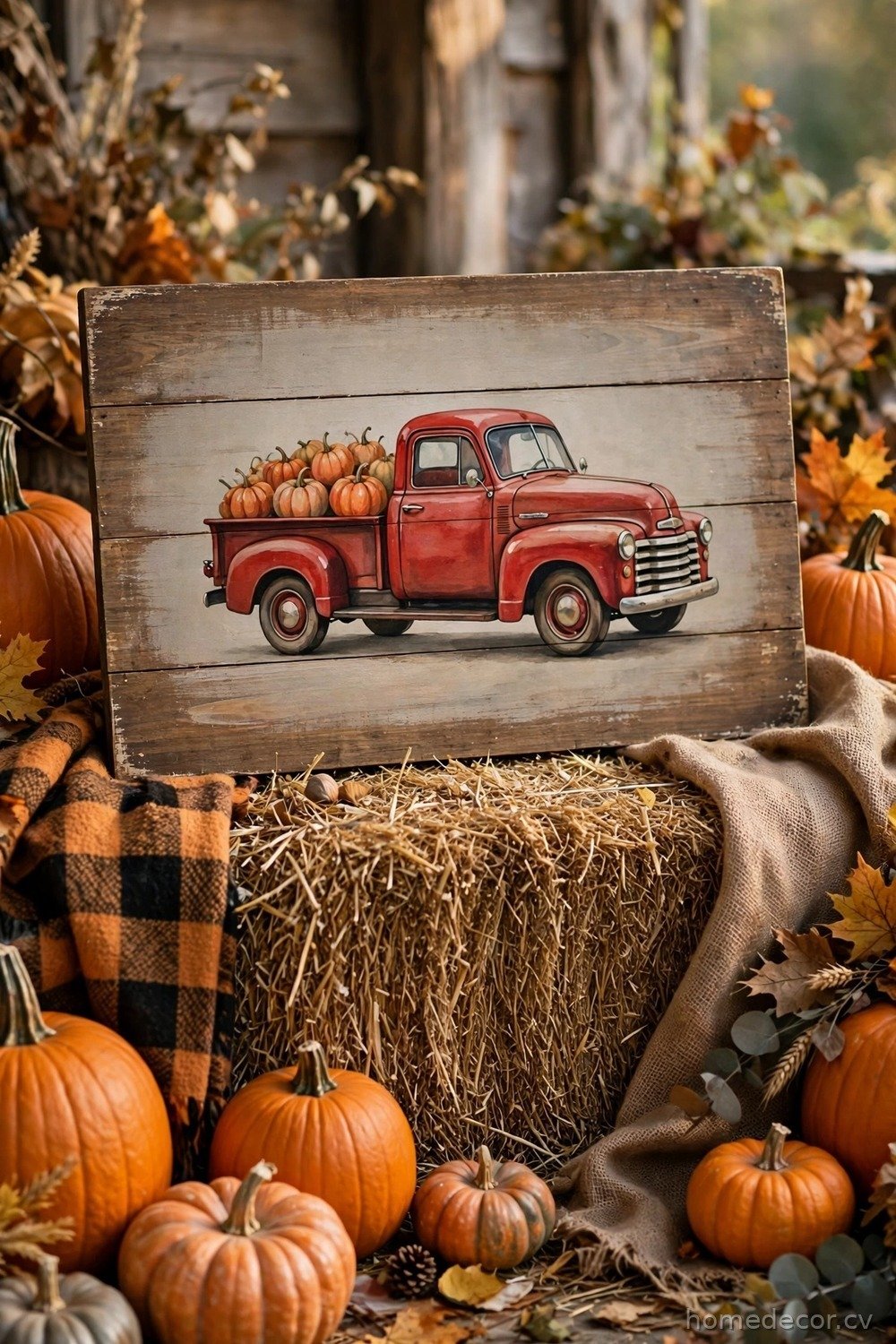 Vintage Truck Harvest Sign