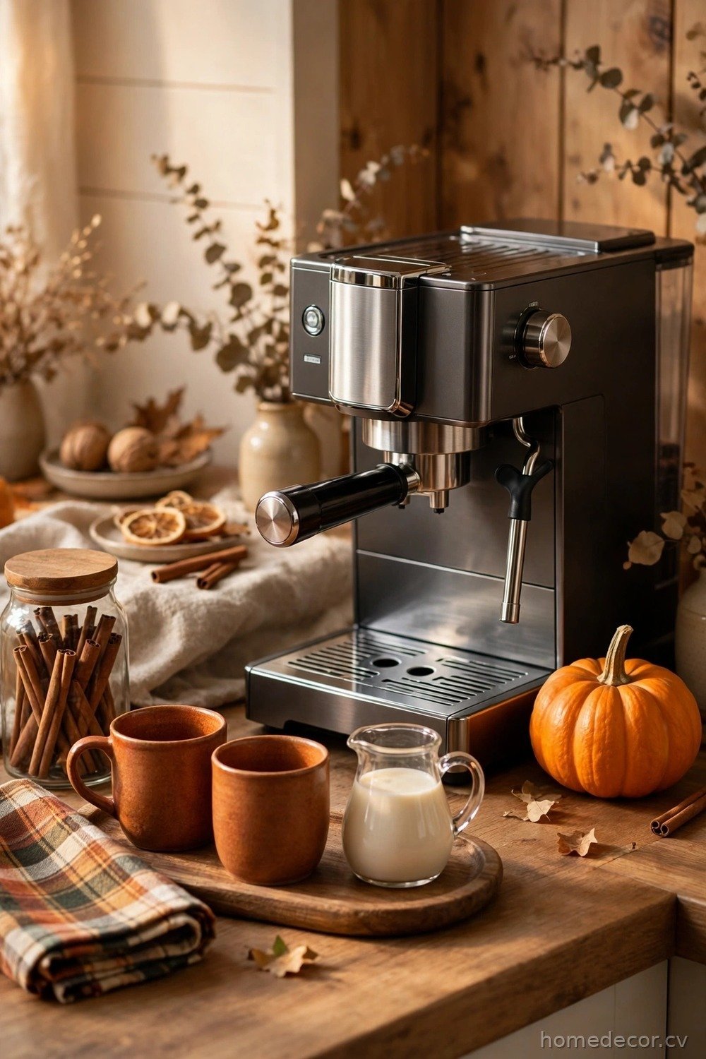 Coffee Bar Fall Corner With Mugs and Syrups