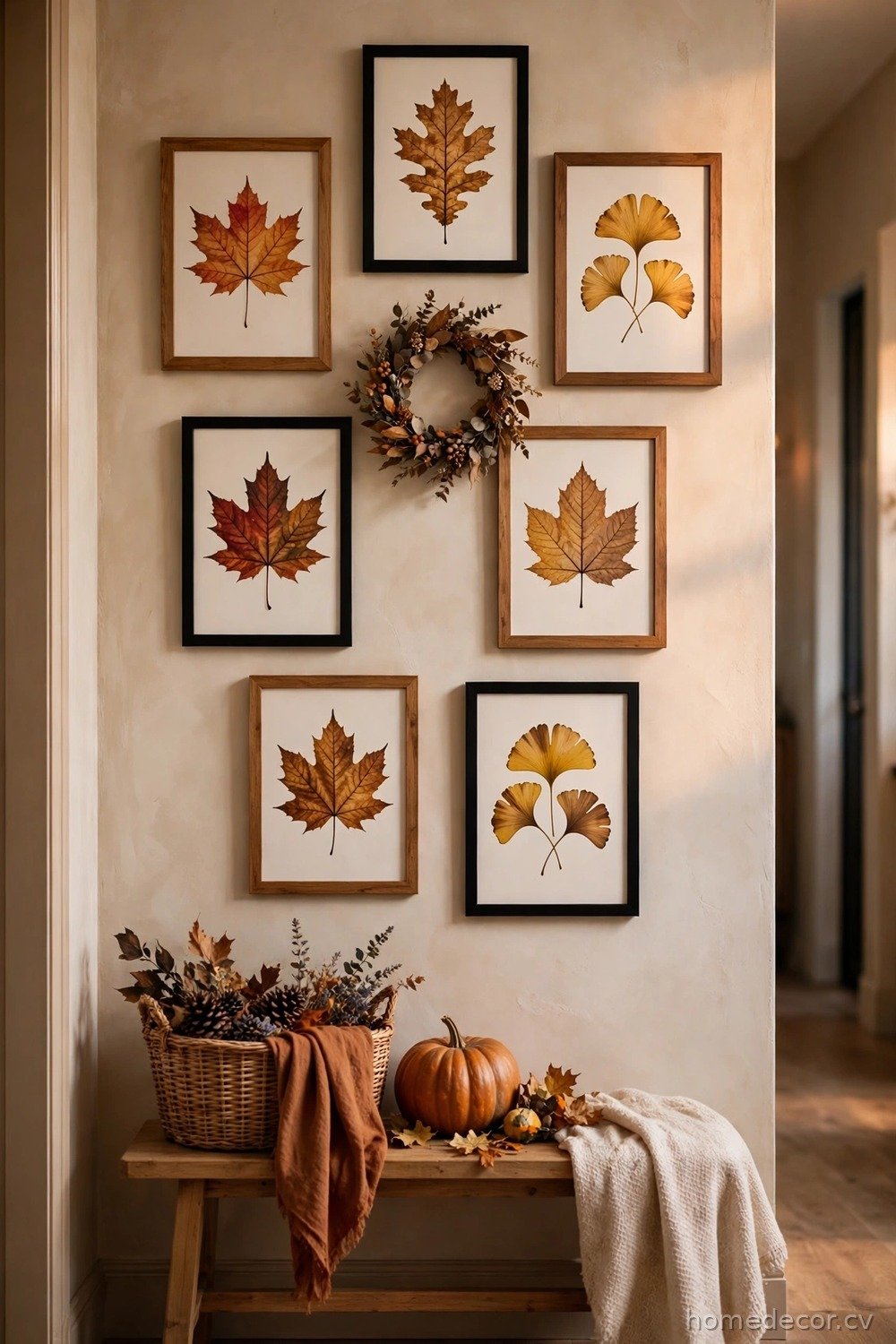 Hallway Gallery Wall With Autumn Art