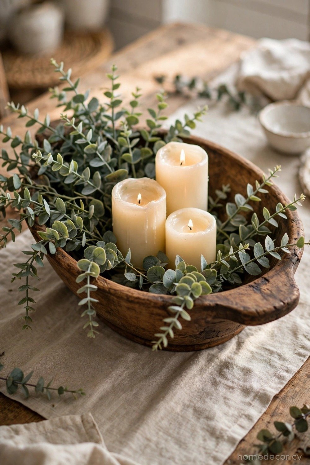 Everyday Farmhouse Dough Bowl With Greenery