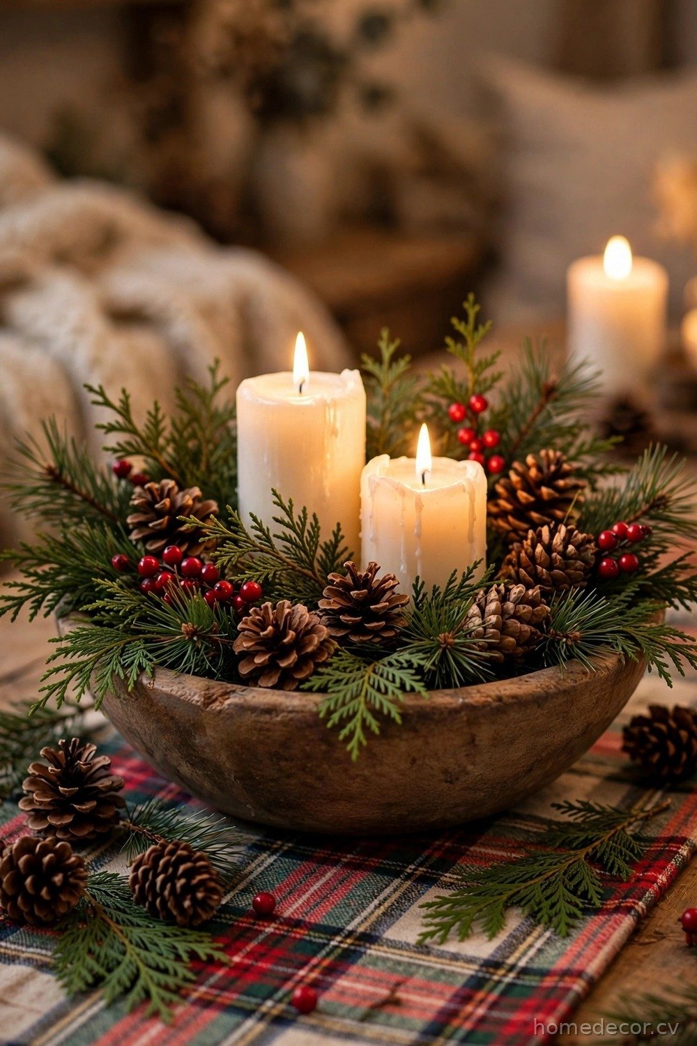Winter Pine and Berry Dough Bowl
