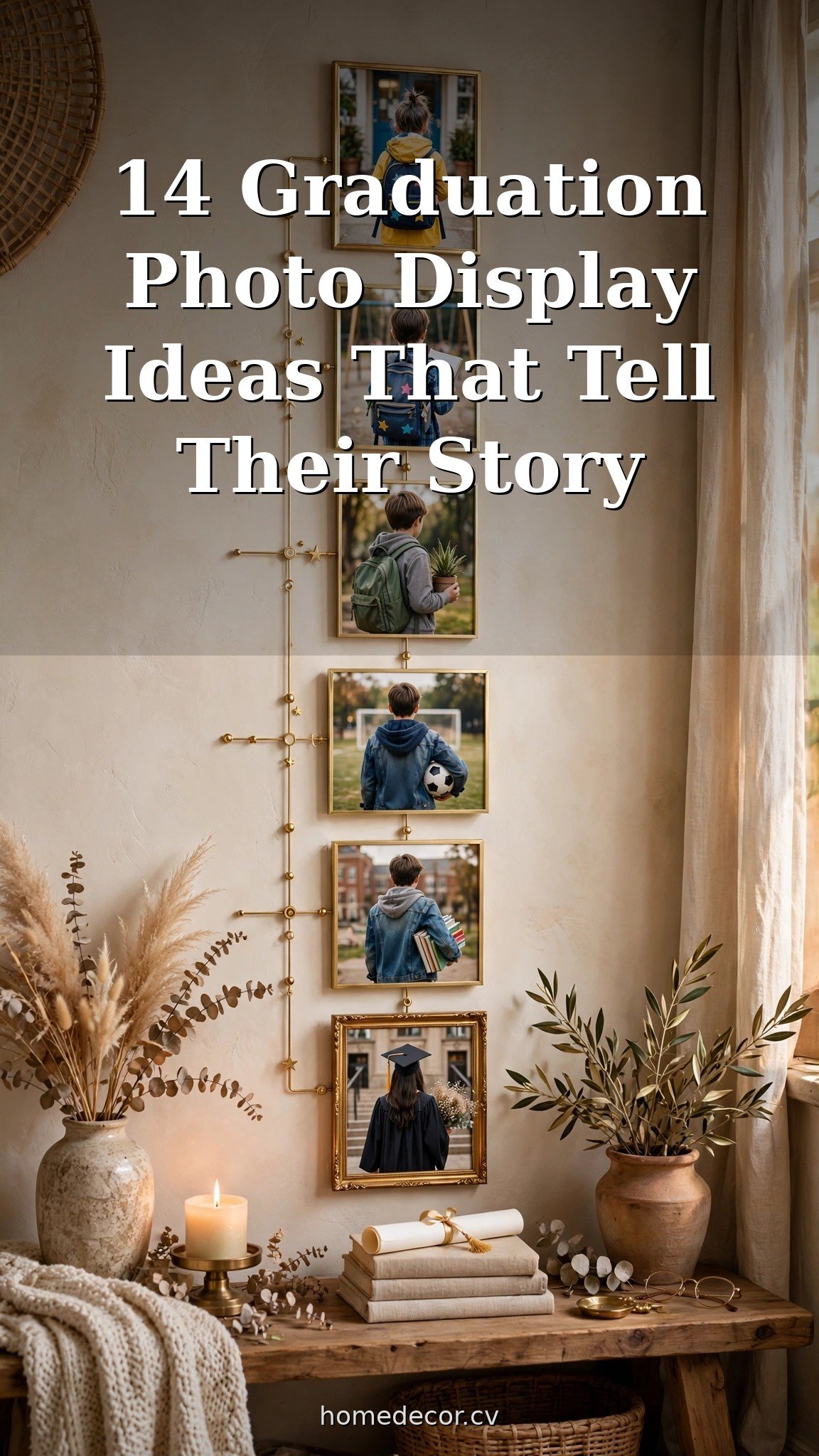 Pinterest pin: 14 Graduation Photo Display Ideas That Tell Their Story