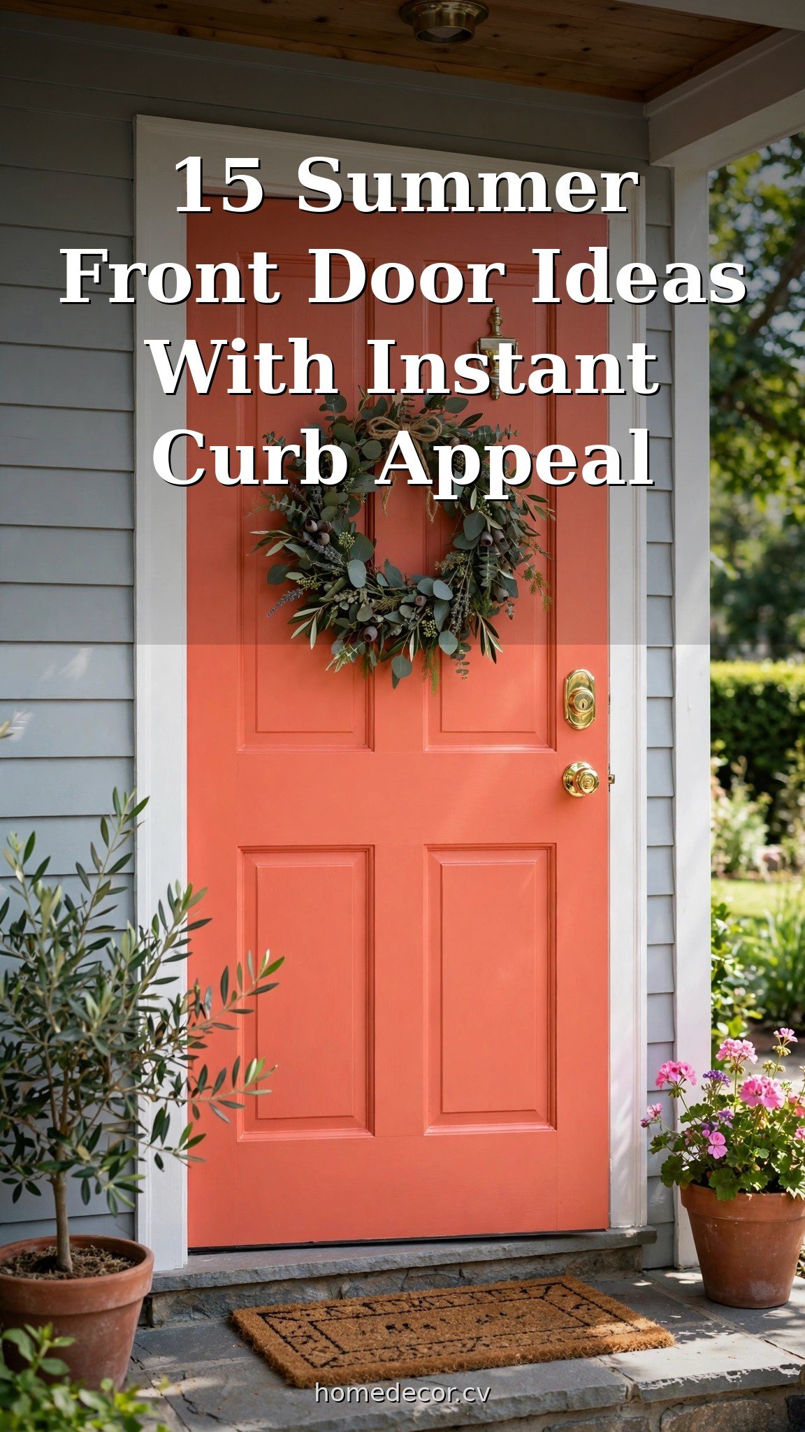Pinterest pin: 15 Summer Front Door Ideas With Instant Curb Appeal