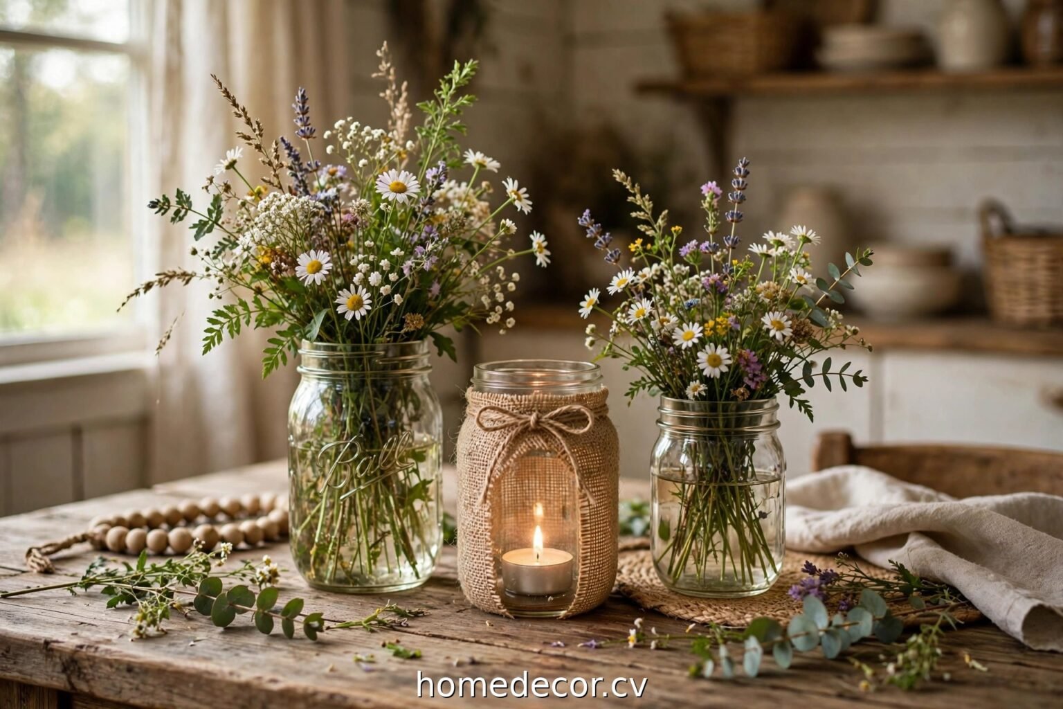 15 DIY Mason Jar Centerpiece Ideas That Cost Almost Nothing - Home Decor