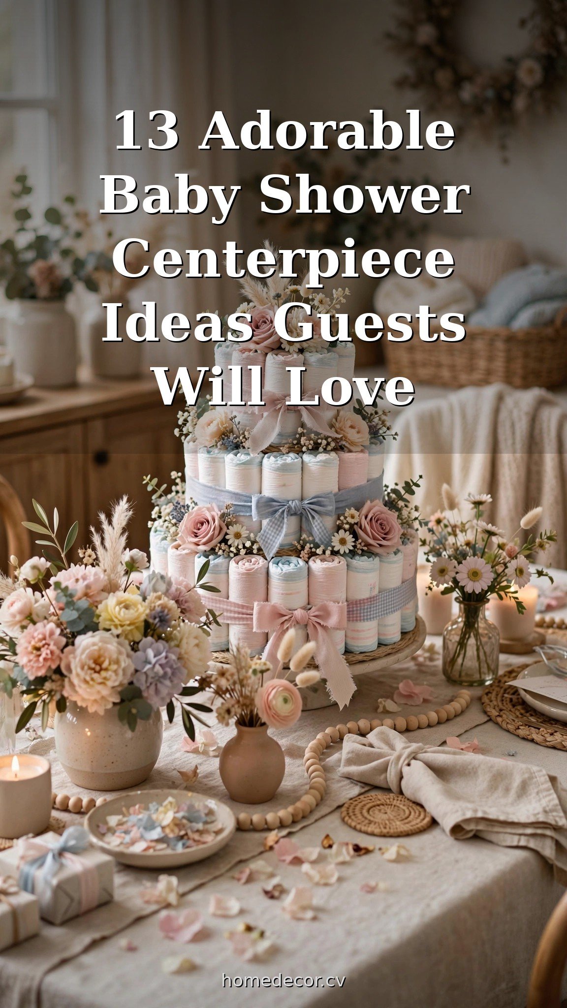Pinterest pin: 13 Adorable Baby Shower Centerpiece Ideas Guests Will Love