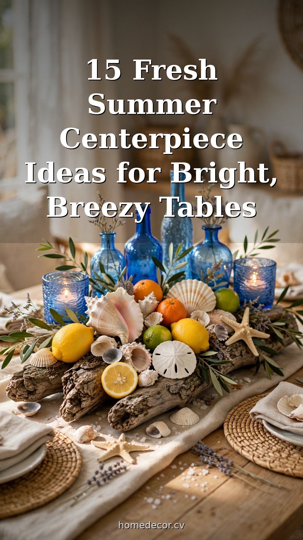 Pinterest pin: 15 Fresh Summer Centerpiece Ideas for Bright, Breezy Tables