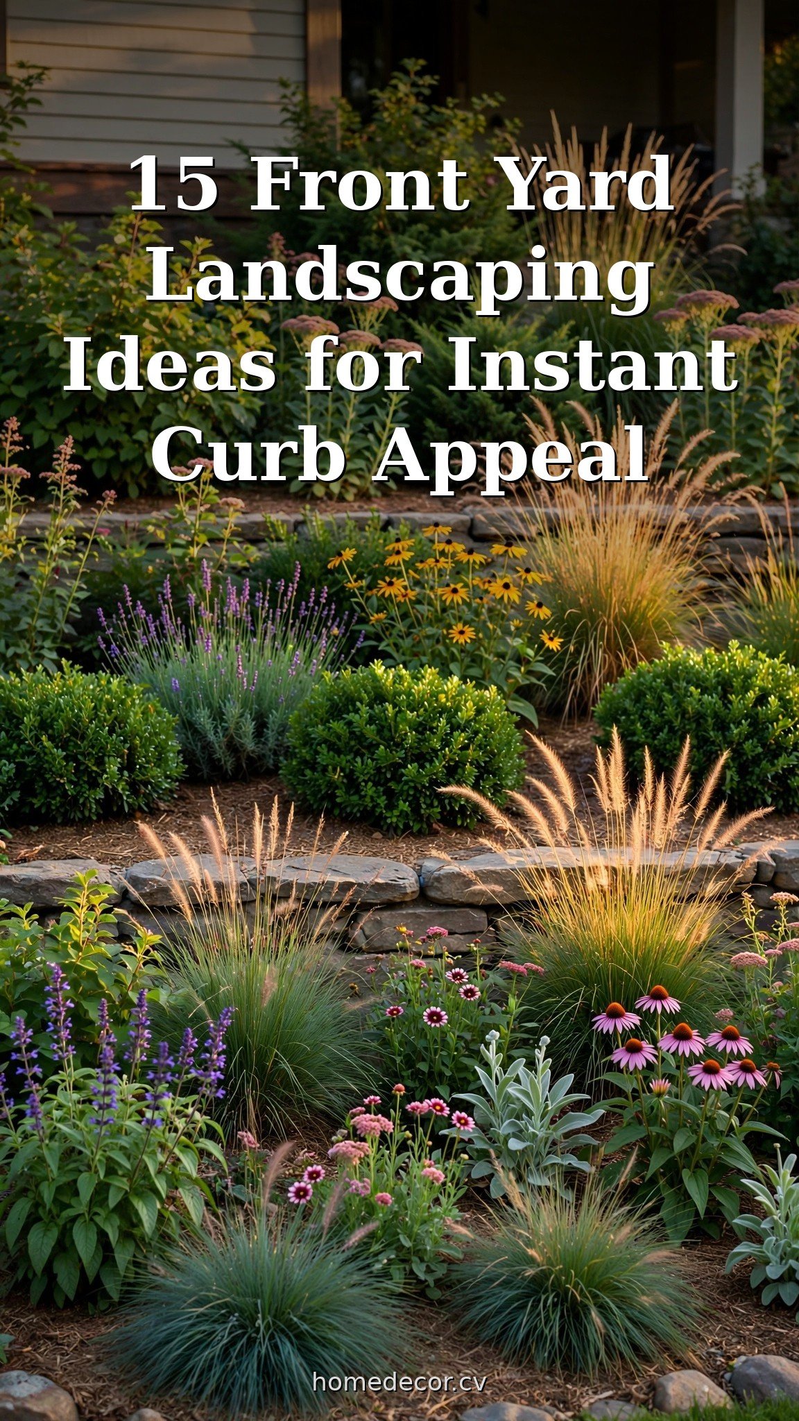 Pinterest pin: 15 Front Yard Landscaping Ideas for Instant Curb Appeal