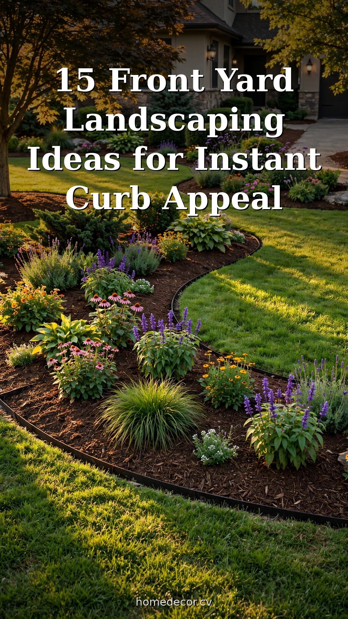 Pinterest pin: 15 Front Yard Landscaping Ideas for Instant Curb Appeal