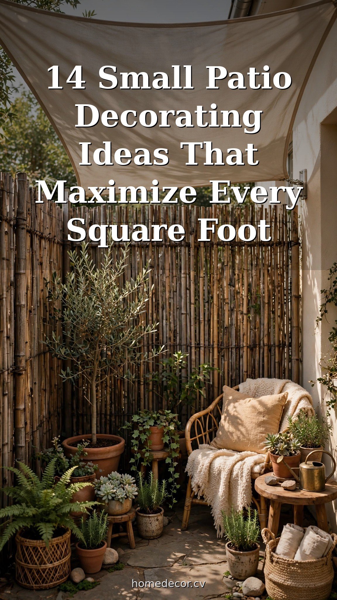 Pinterest pin: 14 Small Patio Decorating Ideas That Maximize Every Square Foot