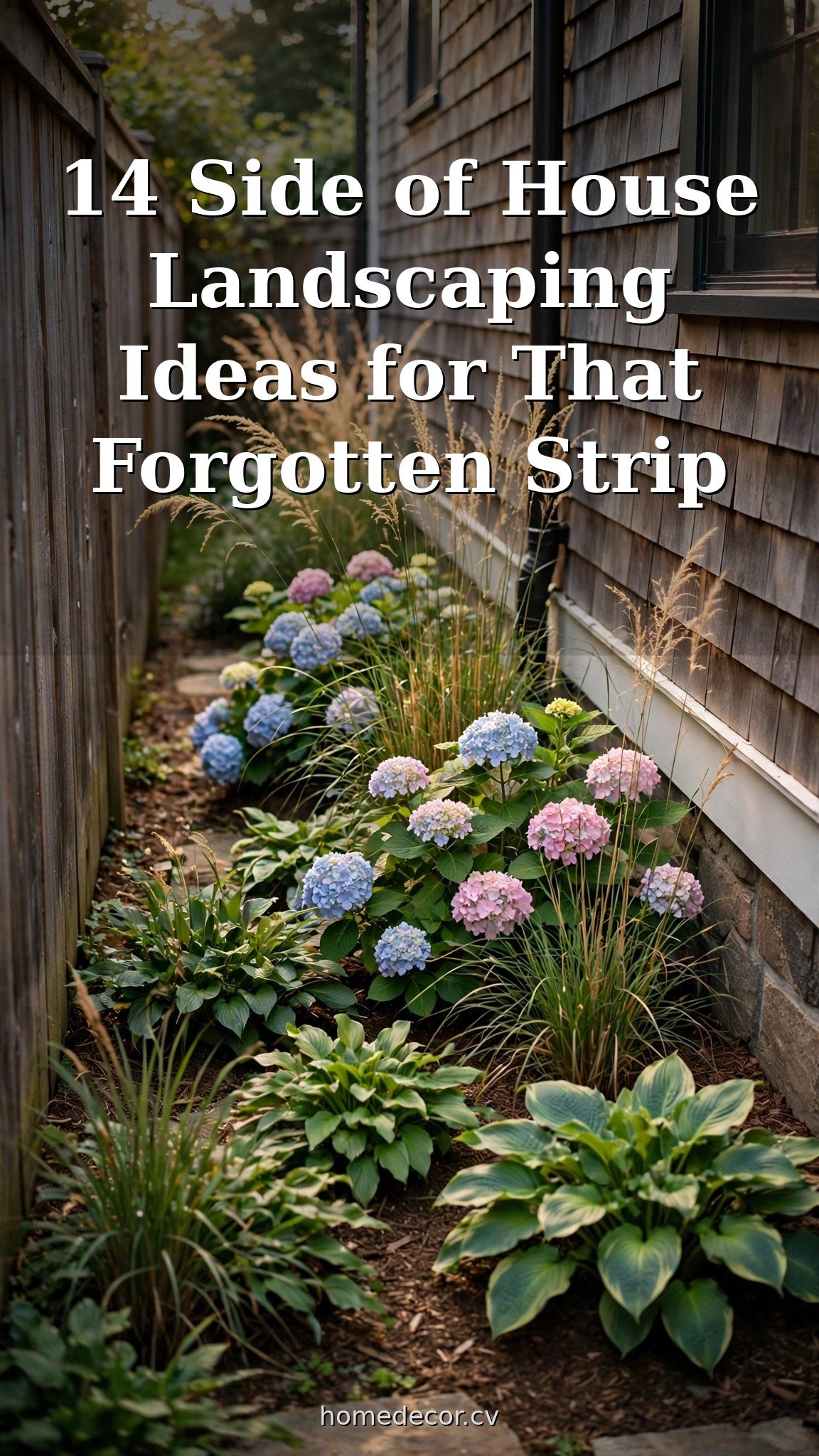Pinterest pin: 14 Side of House Landscaping Ideas for That Forgotten Strip
