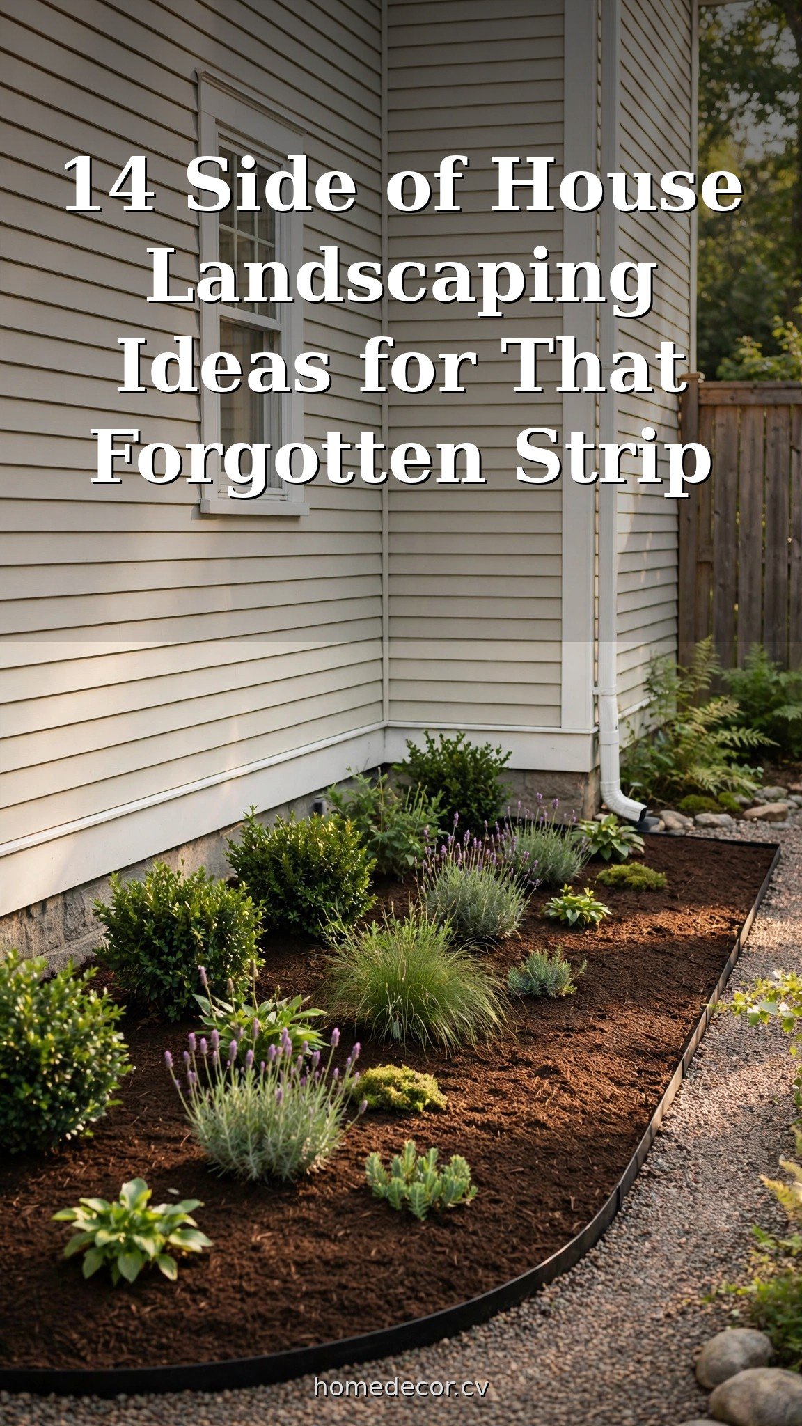 Pinterest pin: 14 Side of House Landscaping Ideas for That Forgotten Strip