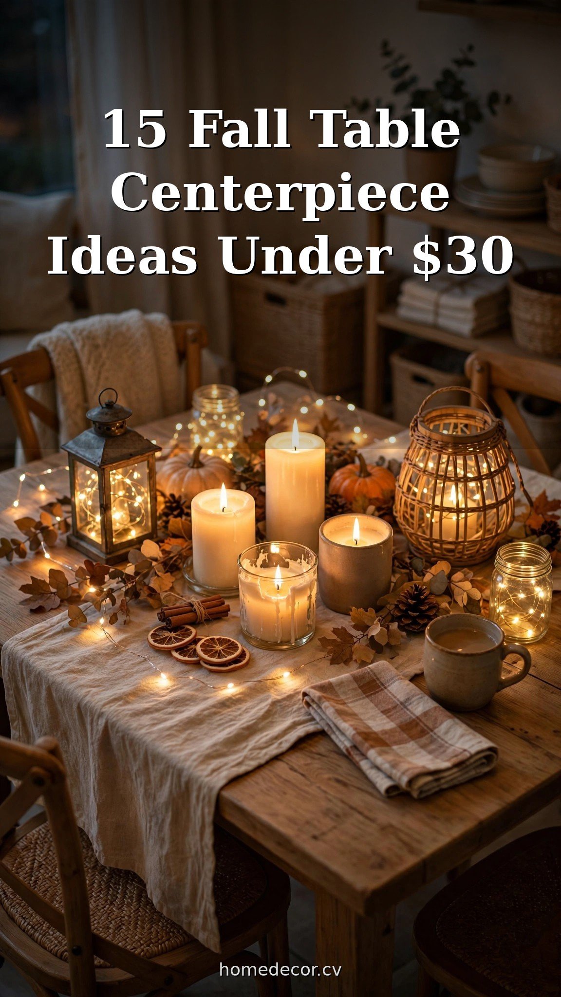 Pinterest pin: 15 Fall Table Centerpiece Ideas Under $30