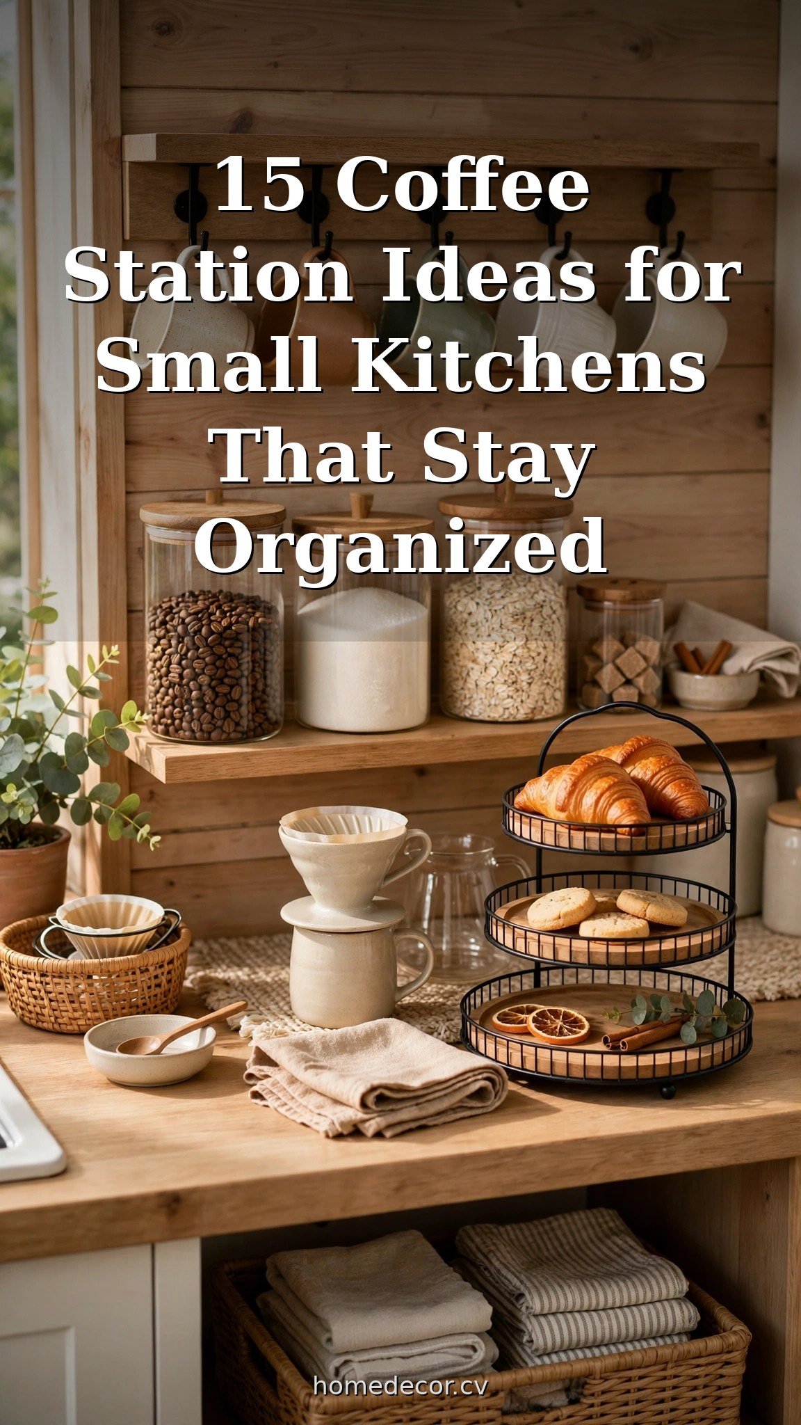 Pinterest pin: 15 Coffee Station Ideas for Small Kitchens That Stay Organized