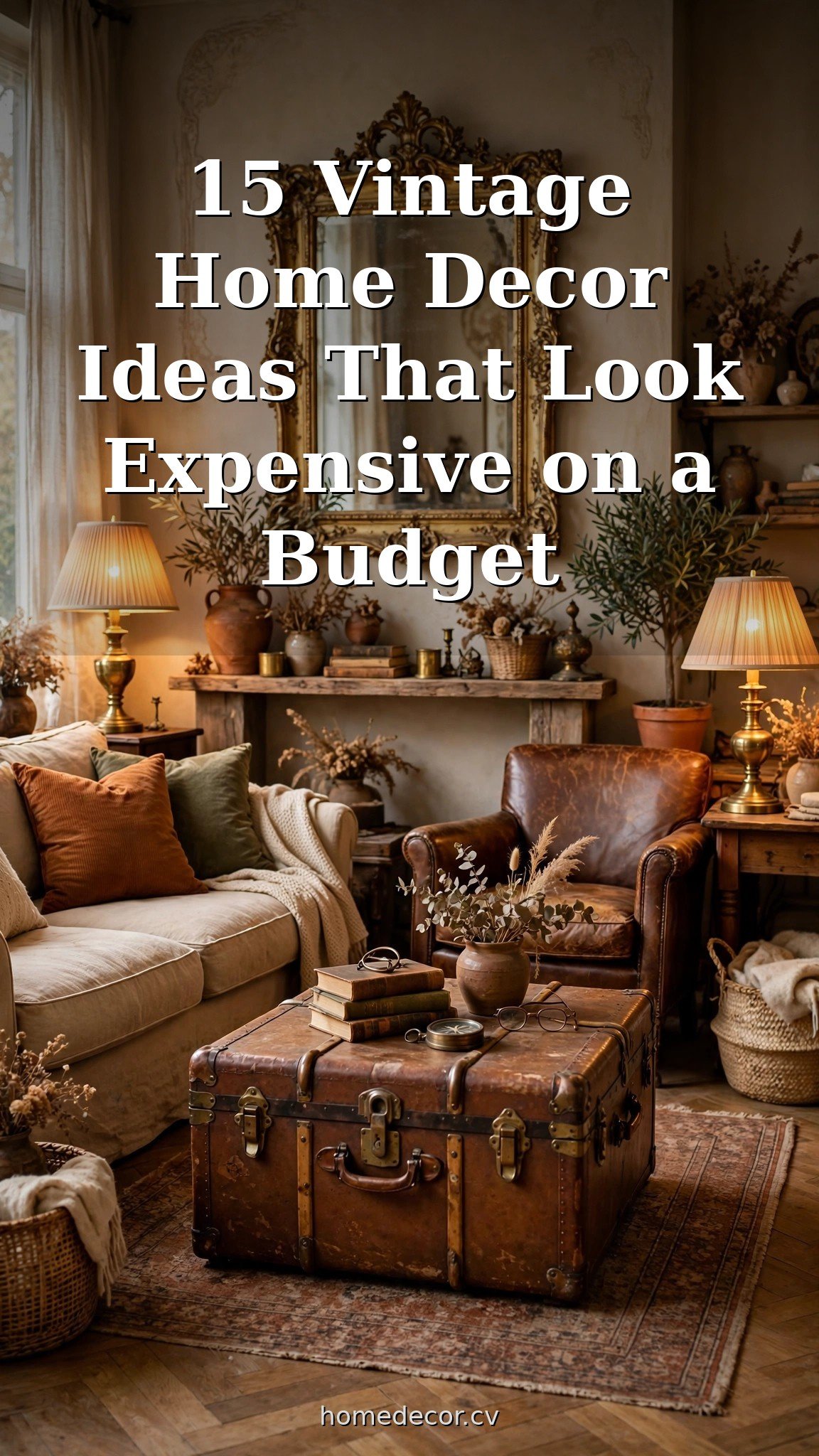 Pinterest pin: 15 Vintage Home Decor Ideas That Look Expensive on a Budget