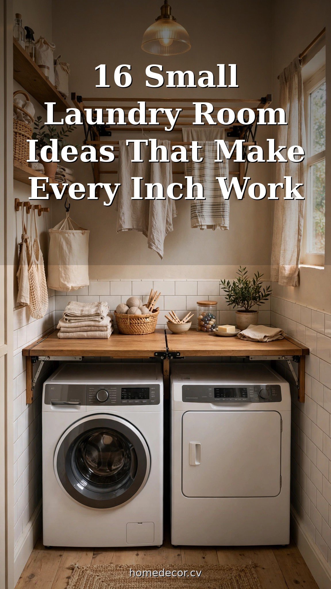 Pinterest pin: 16 Small Laundry Room Ideas That Make Every Inch Work