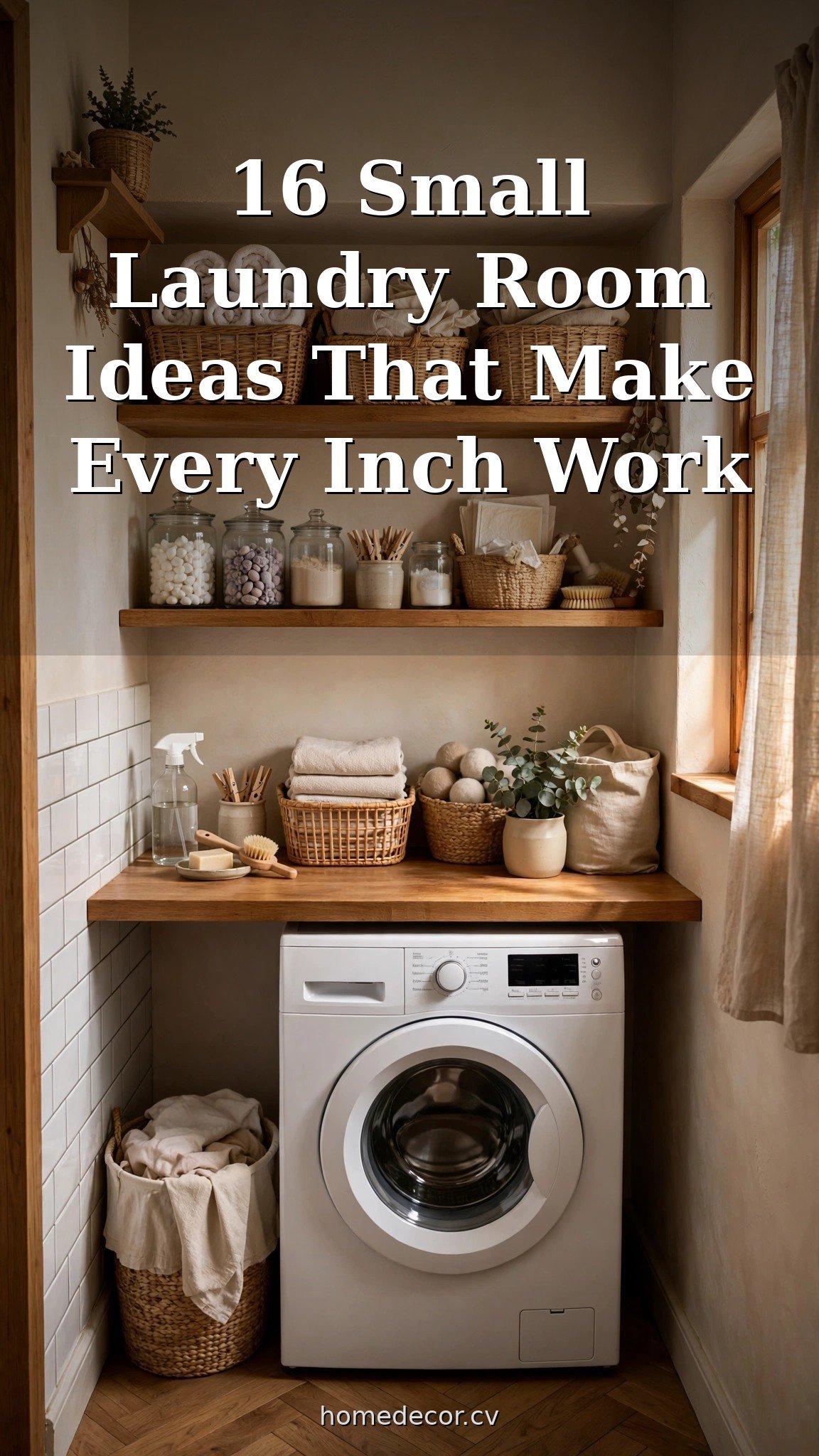 Pinterest pin: 16 Small Laundry Room Ideas That Make Every Inch Work