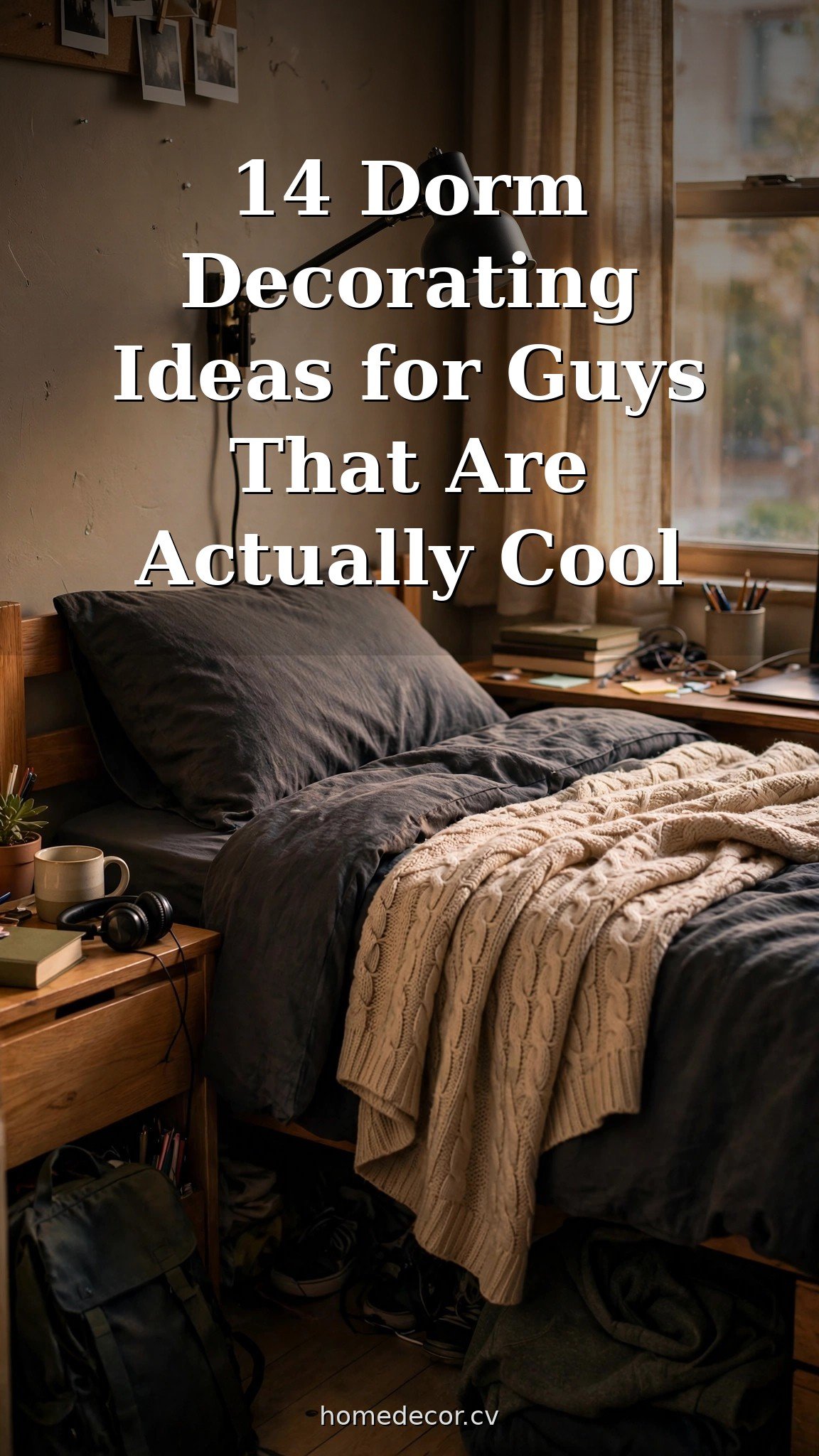 Pinterest pin: 14 Dorm Decorating Ideas for Guys That Are Actually Cool