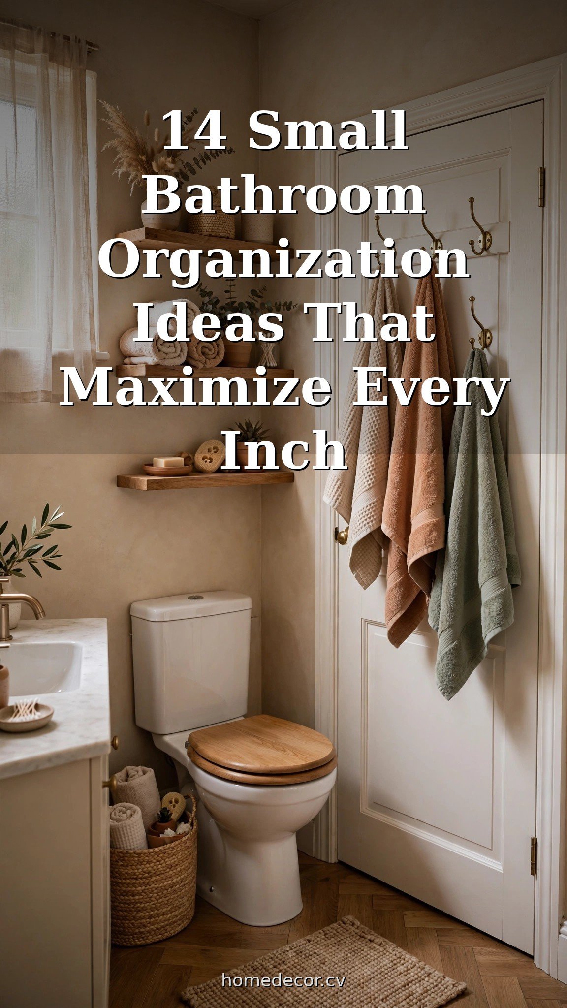 Pinterest pin: 14 Small Bathroom Organization Ideas That Maximize Every Inch