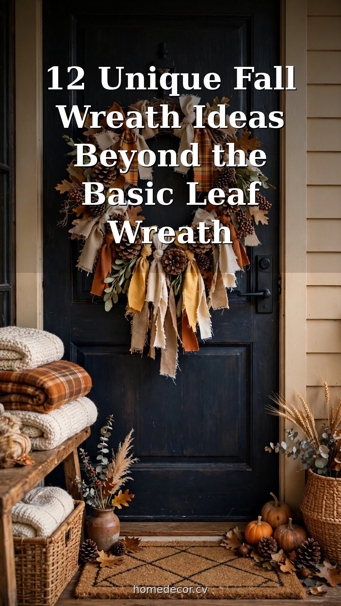 Pinterest pin: 12 Unique Fall Wreath Ideas Beyond the Basic Leaf Wreath