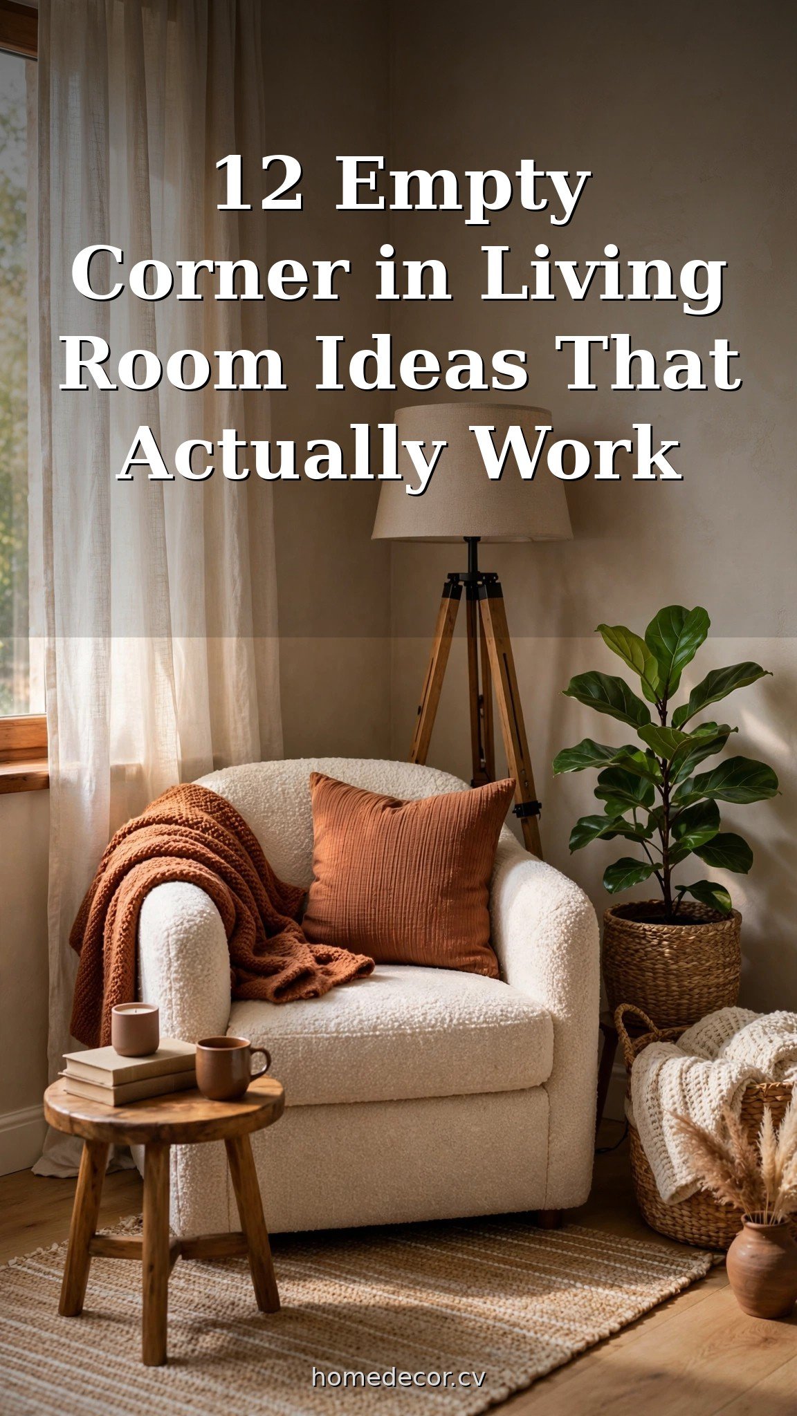 Pinterest pin: 12 Empty Corner in Living Room Ideas That Actually Work