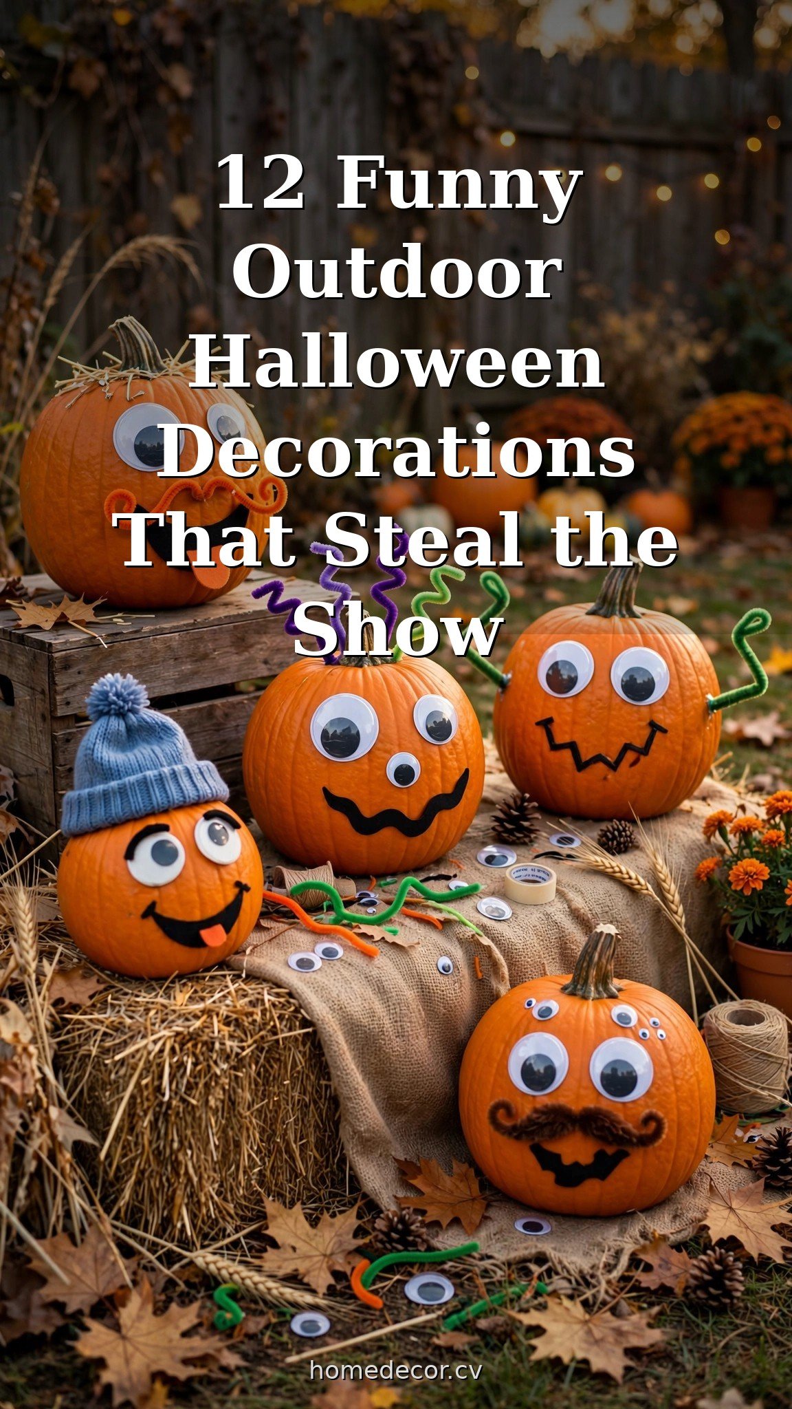 Pinterest pin: 12 Funny Outdoor Halloween Decorations That Steal the Show