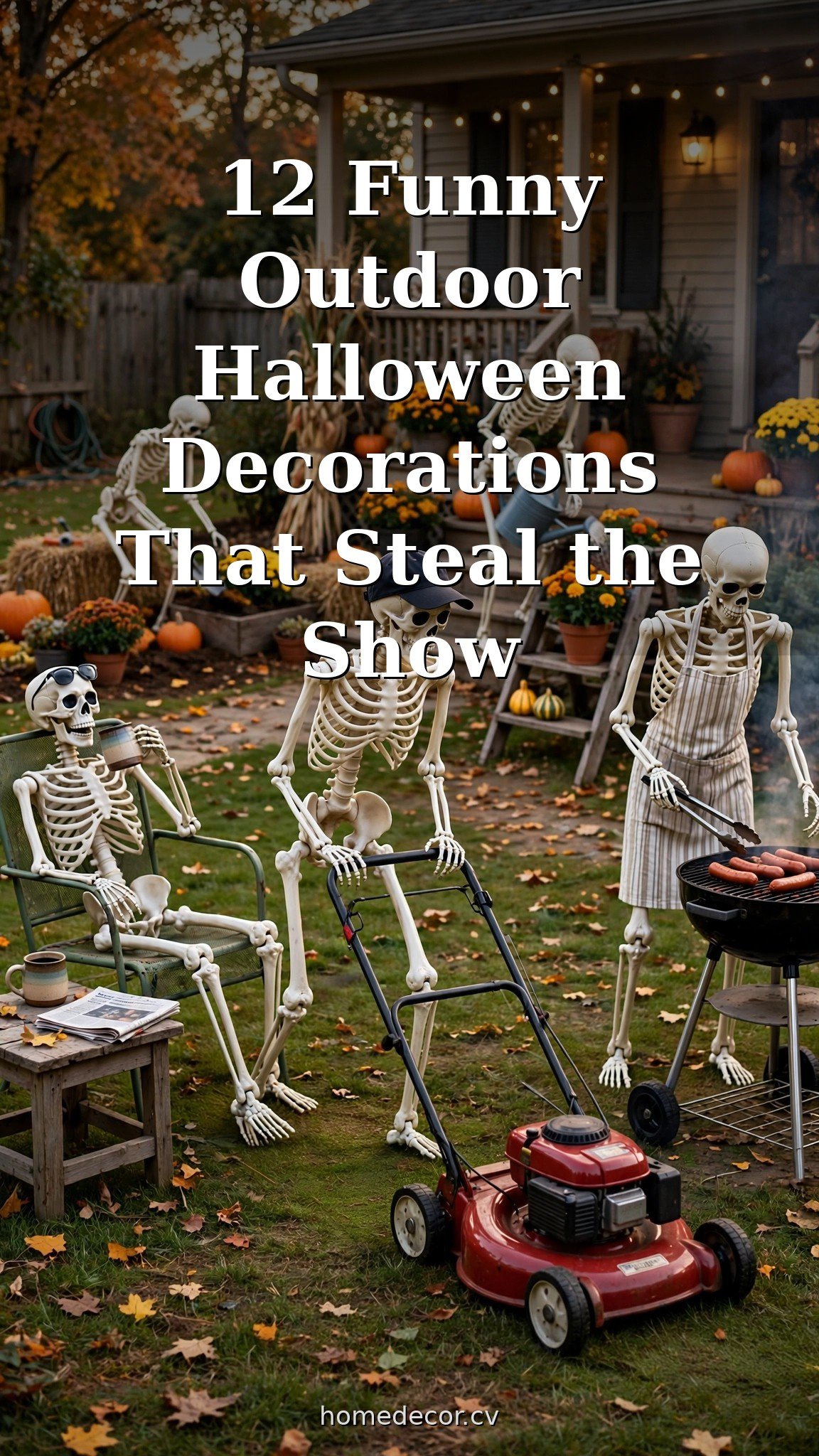 Pinterest pin: 12 Funny Outdoor Halloween Decorations That Steal the Show
