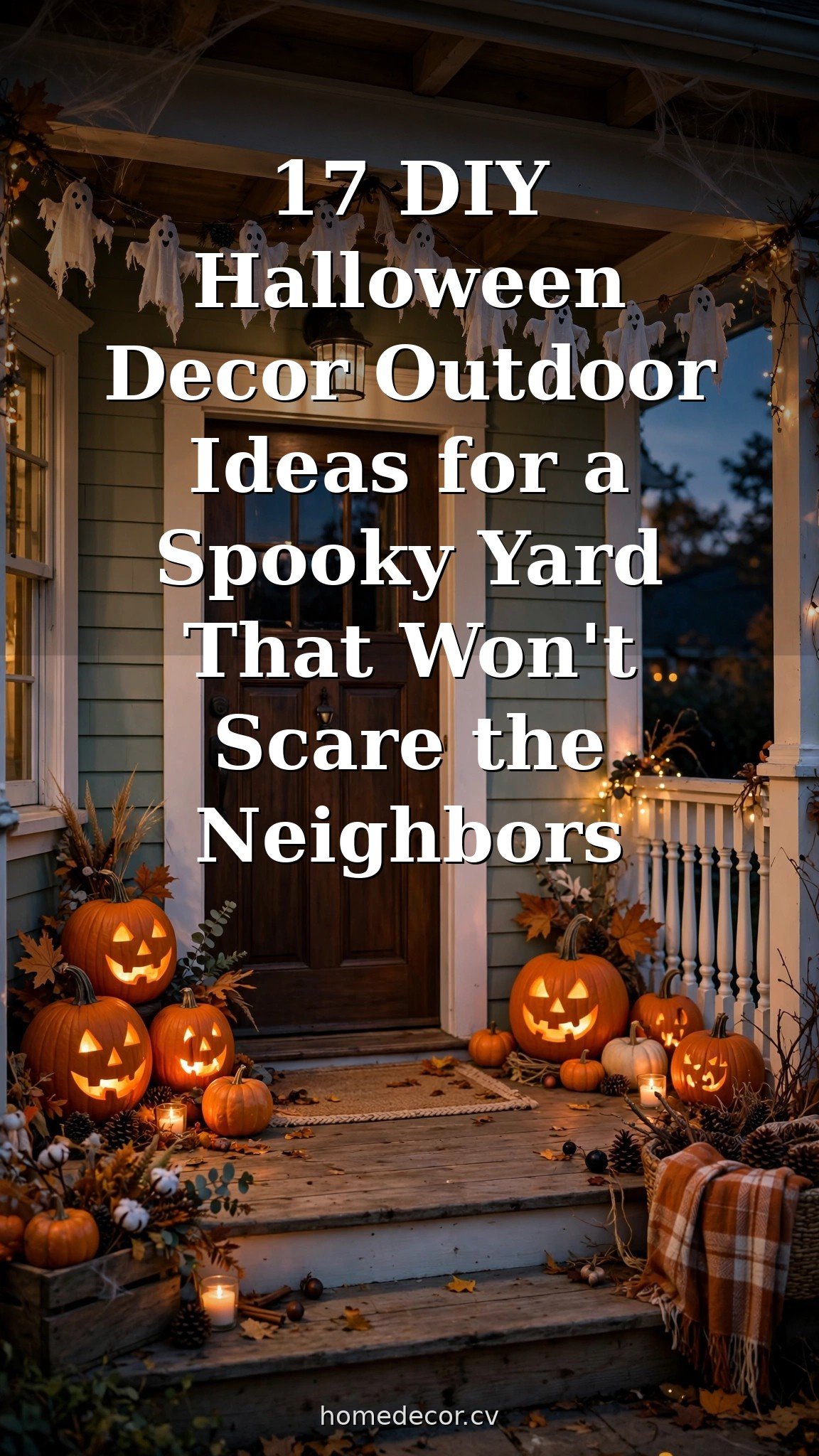 Pinterest pin: 17 DIY Halloween Decor Outdoor Ideas for a Spooky Yard That Won't Scare the Neighbors
