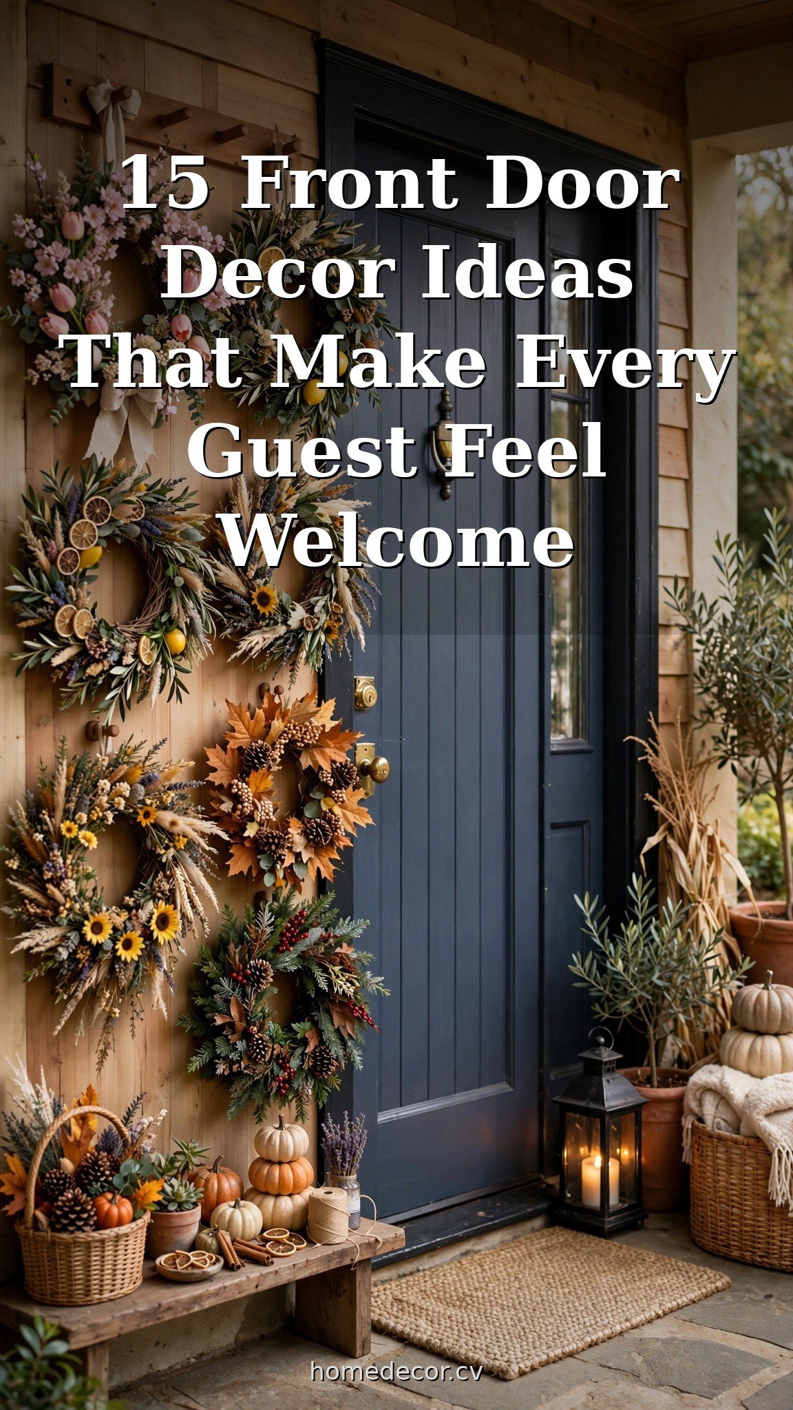 Pinterest pin: 15 Front Door Decor Ideas That Make Every Guest Feel Welcome