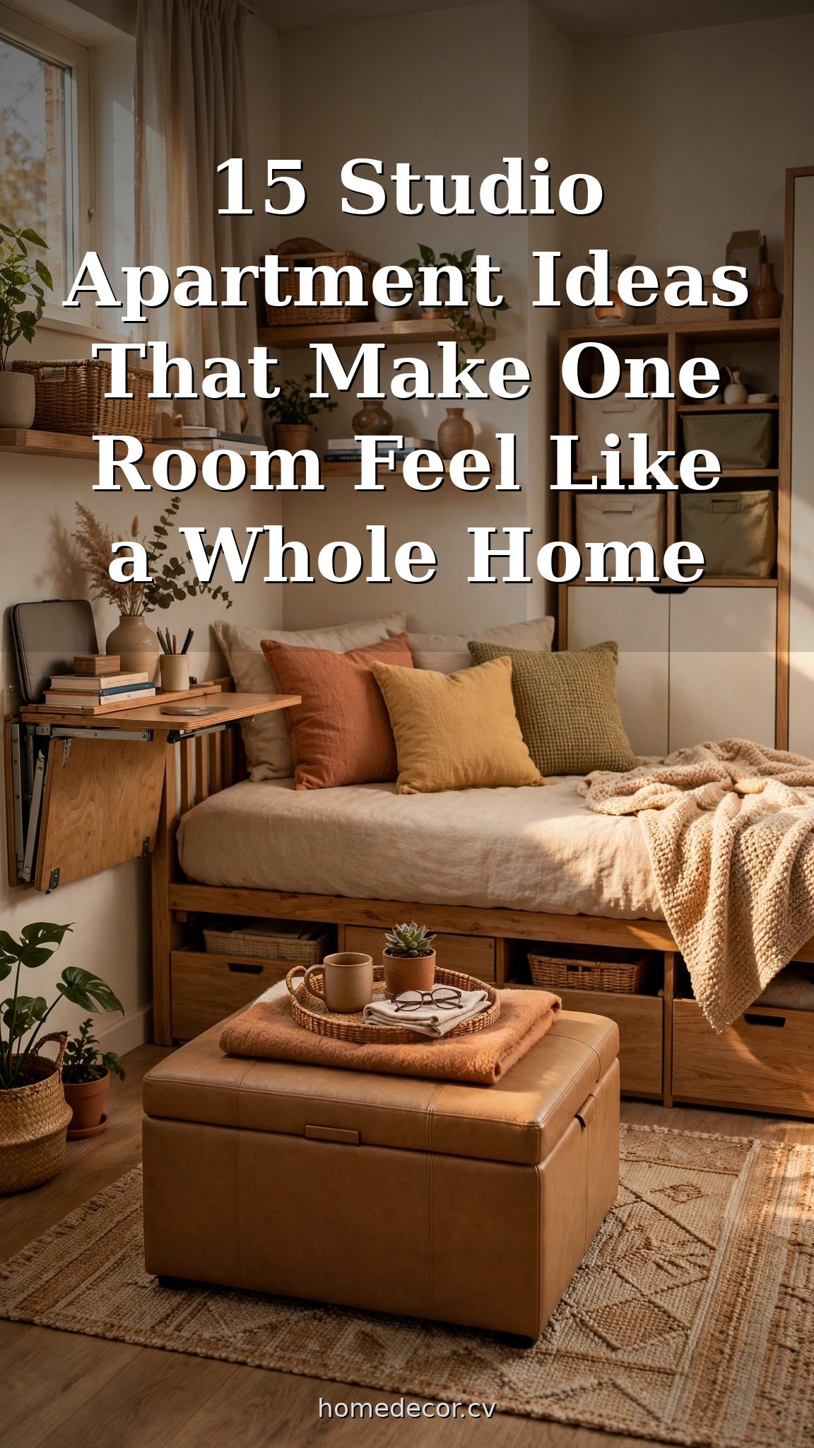 Pinterest pin: 15 Studio Apartment Ideas That Make One Room Feel Like a Whole Home