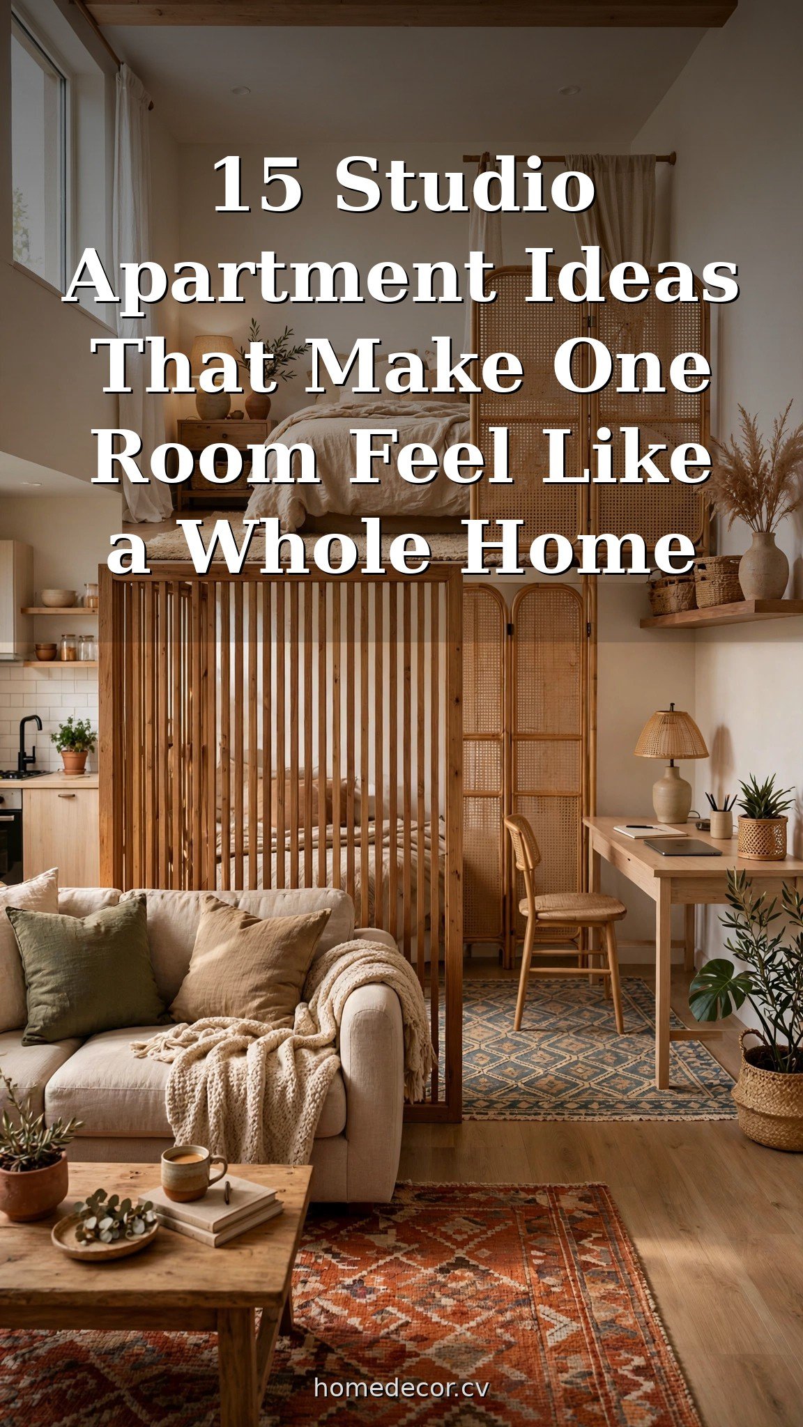 Pinterest pin: 15 Studio Apartment Ideas That Make One Room Feel Like a Whole Home