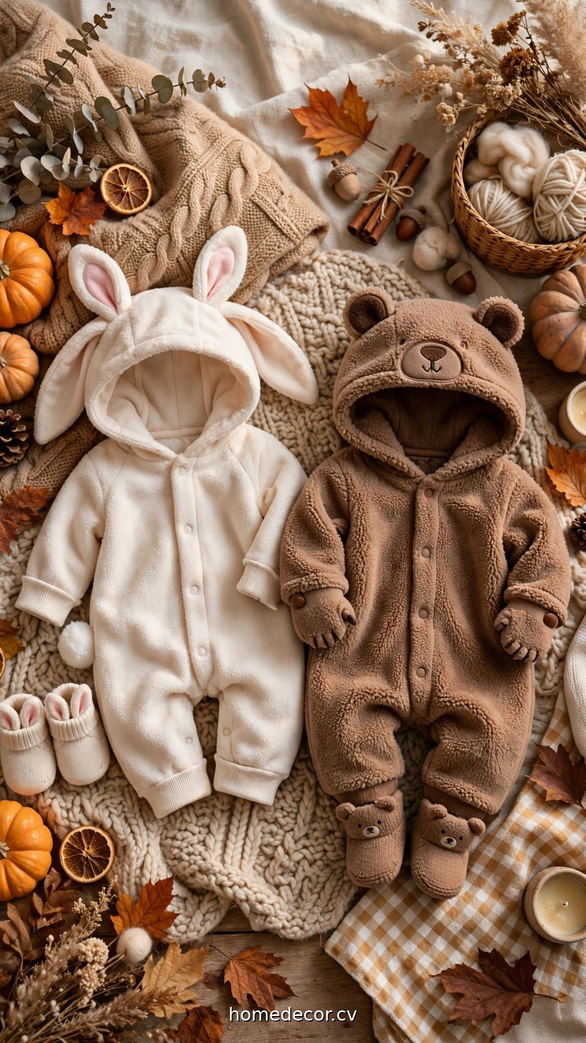 Cozy animal babys first Halloween costumes including bunny and bear suits