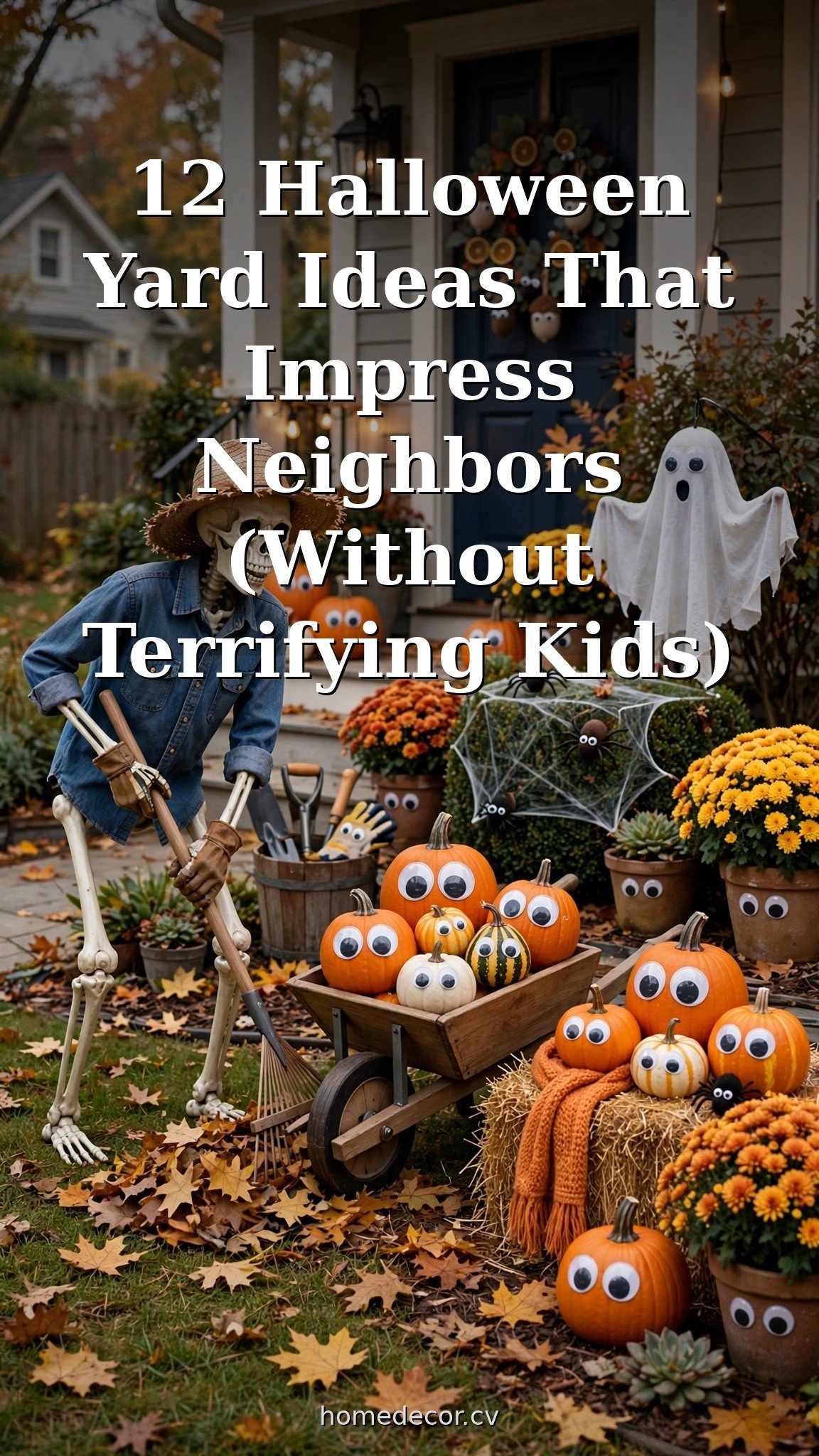 Pinterest pin: 12 Halloween Yard Ideas That Impress Neighbors (Without Terrifying Kids)