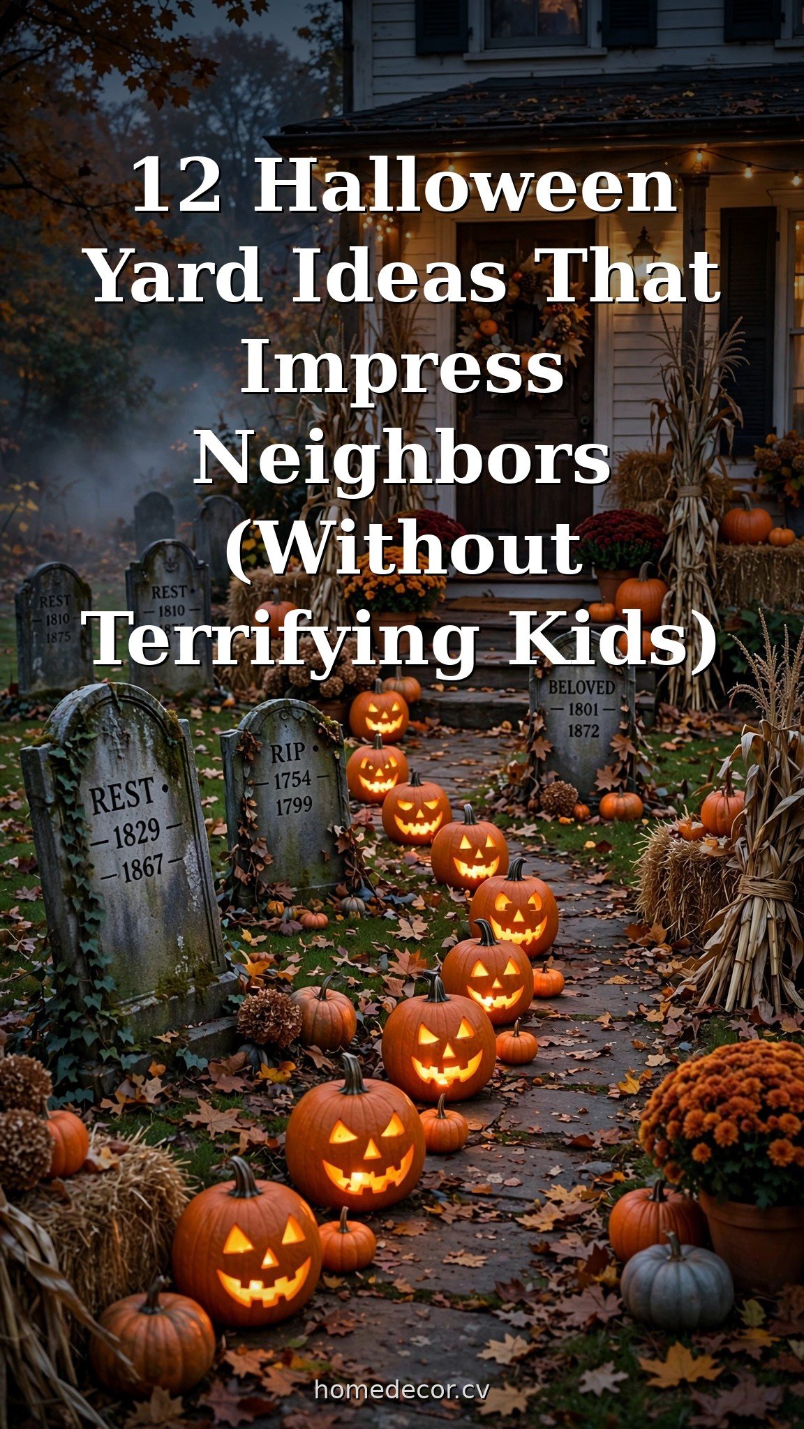 Pinterest pin: 12 Halloween Yard Ideas That Impress Neighbors (Without Terrifying Kids)