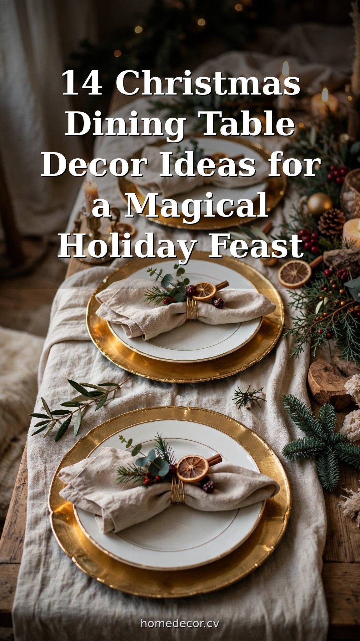 Pinterest pin: 14 Christmas Dining Table Decor Ideas for a Magical Holiday Feast